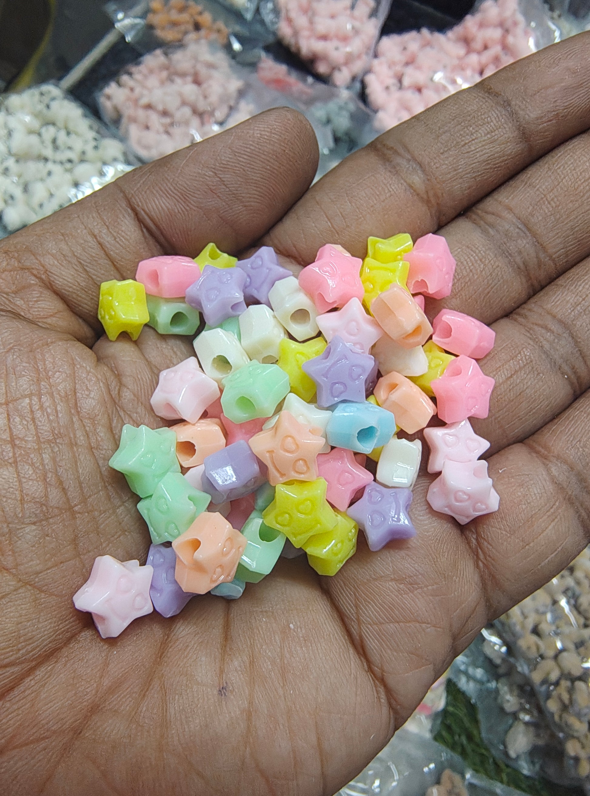 Pastel Star beads with smiley face