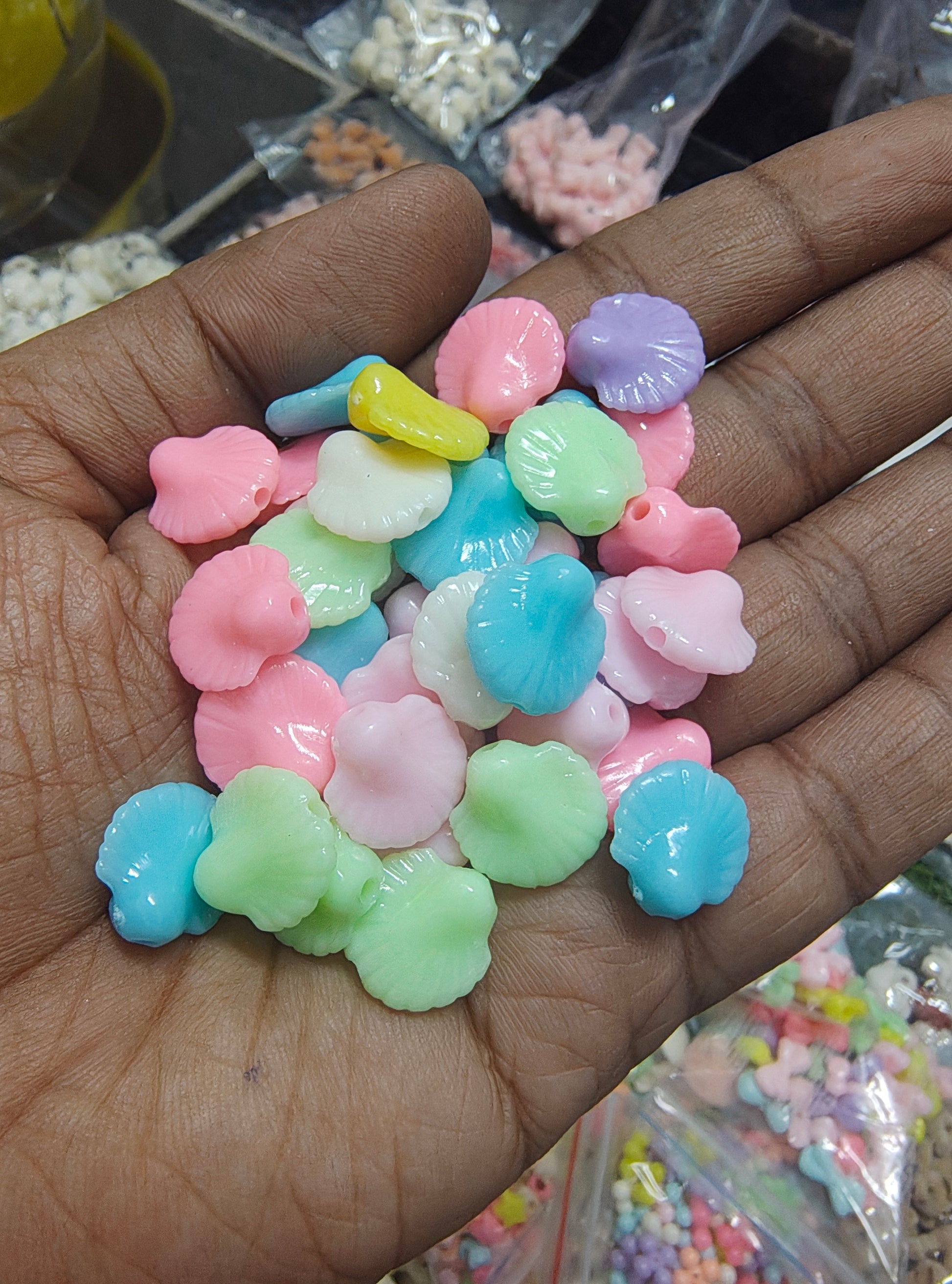Pastel shell beads