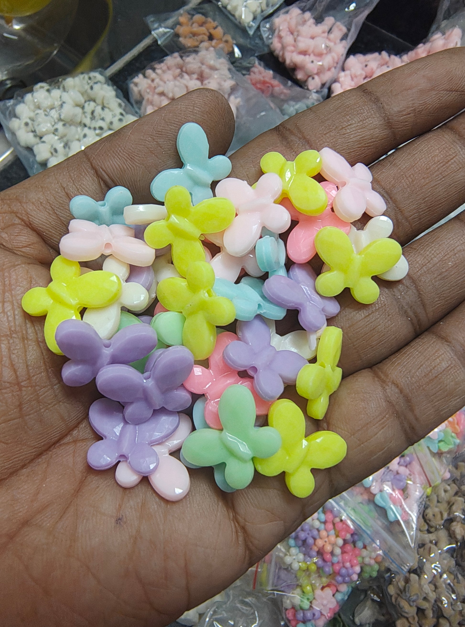 Pastel crystal butterfly beads