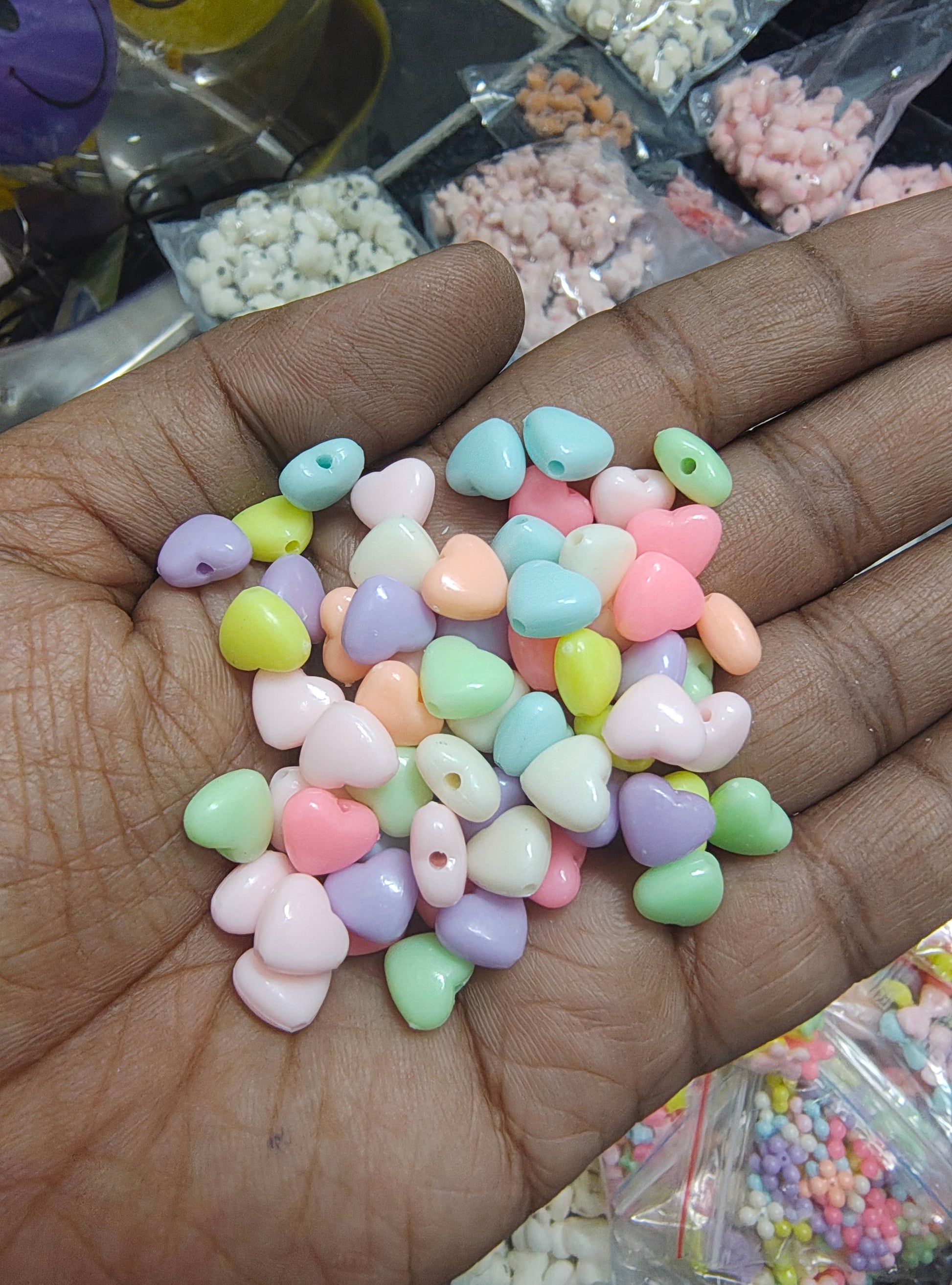 6mm pastel heart beads
