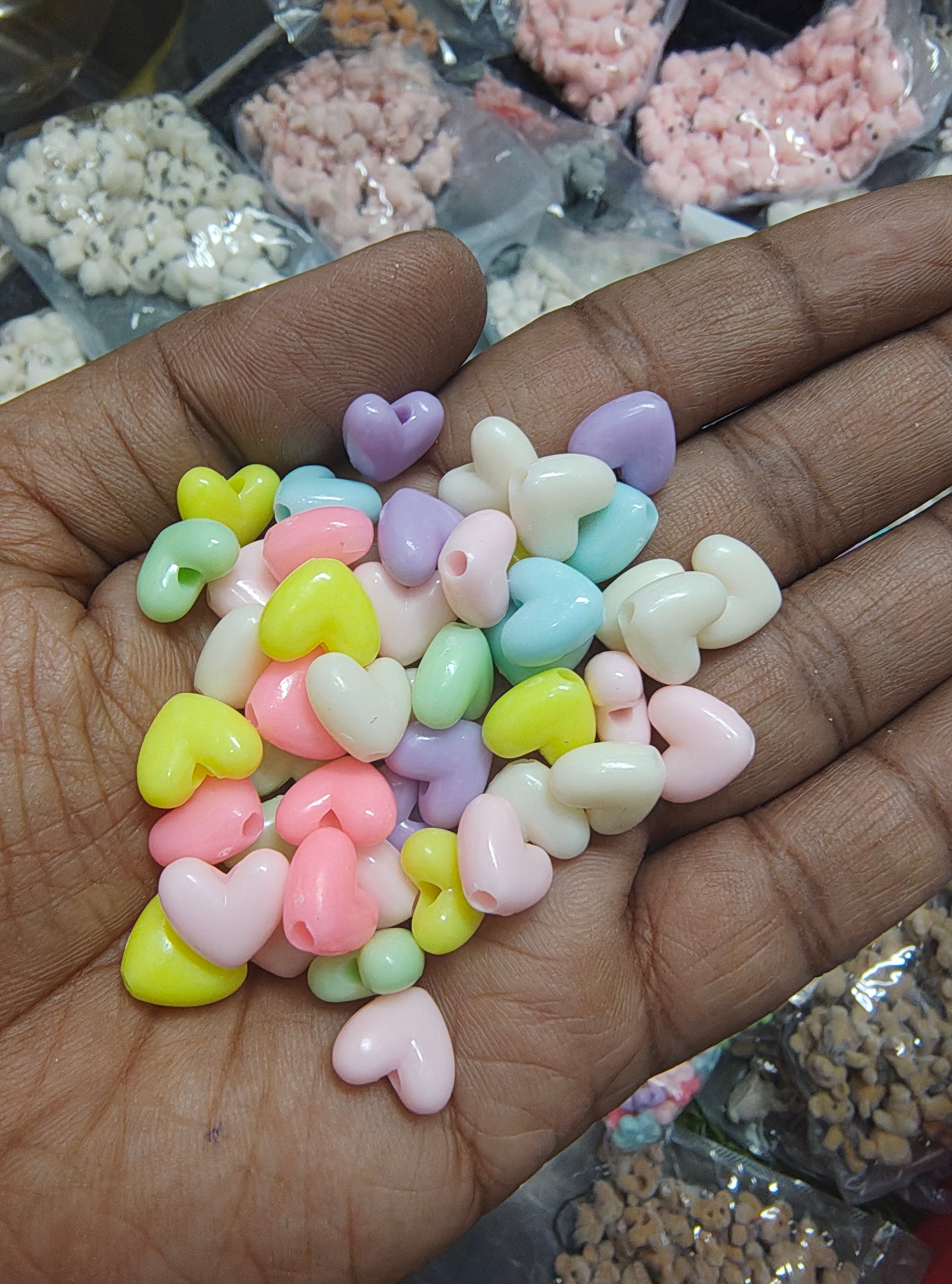10mm pastel heart beads