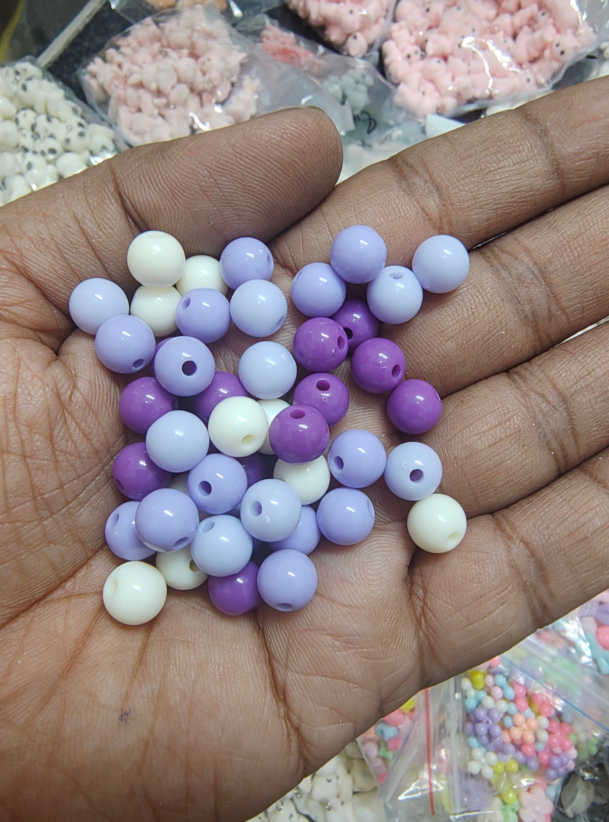 8mm round purple shade beads