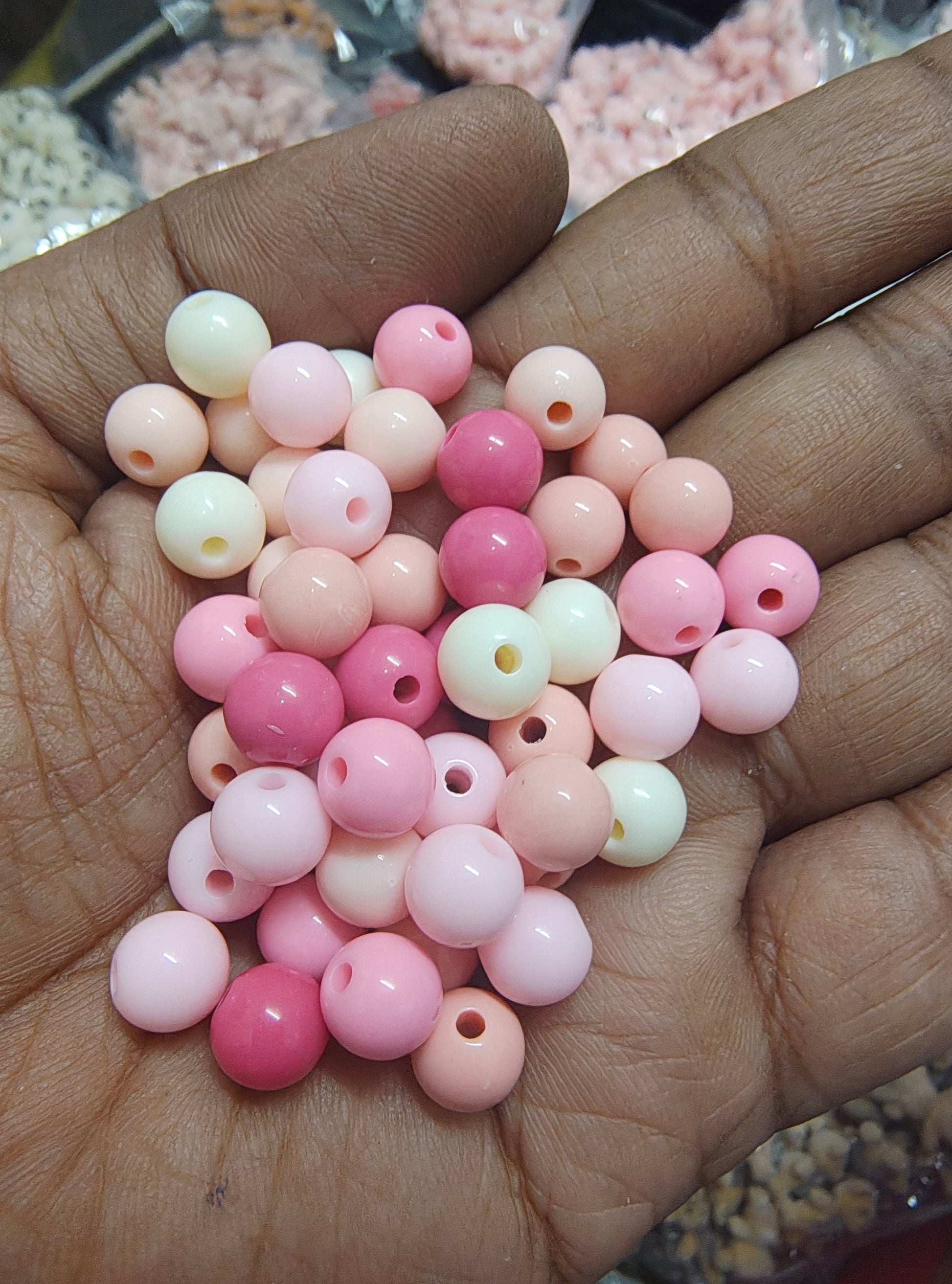 8mm round pink shade beads