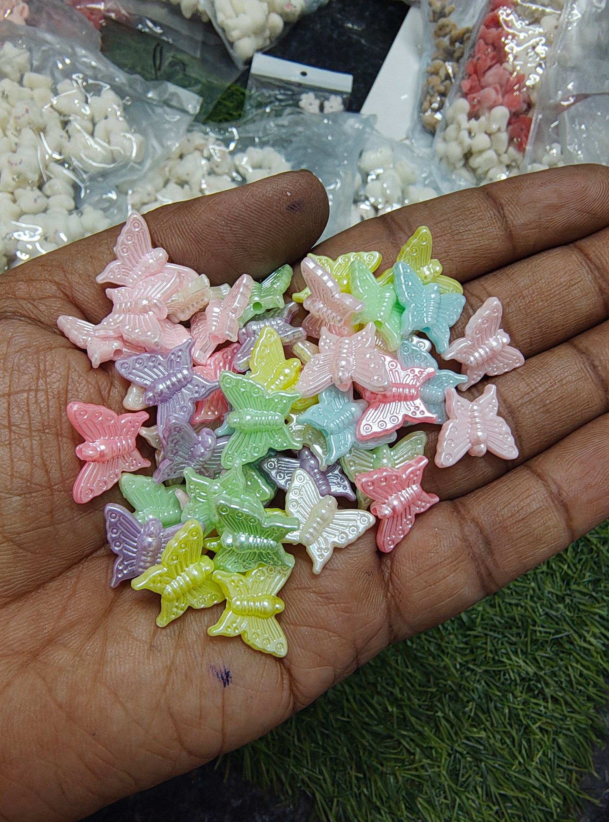 Shiny acrylic pastel butterfly beads