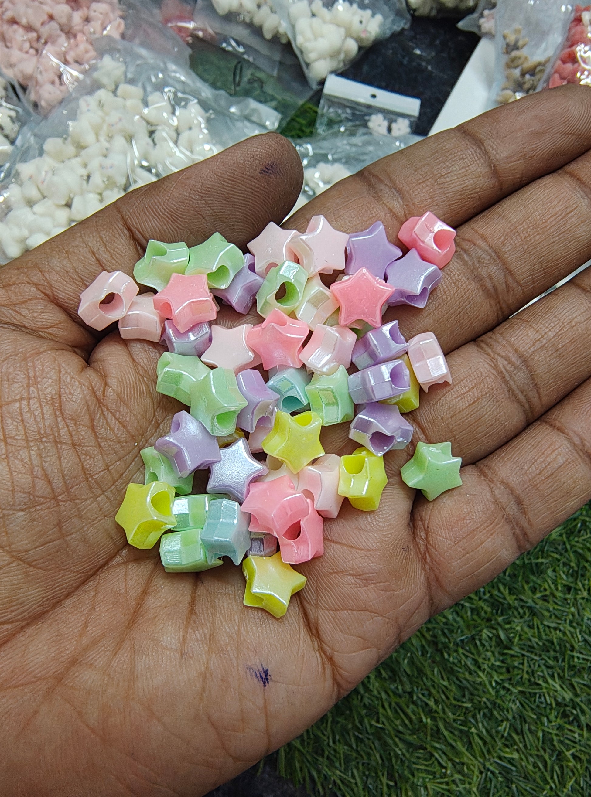 Shiny acrylic pastel star beads