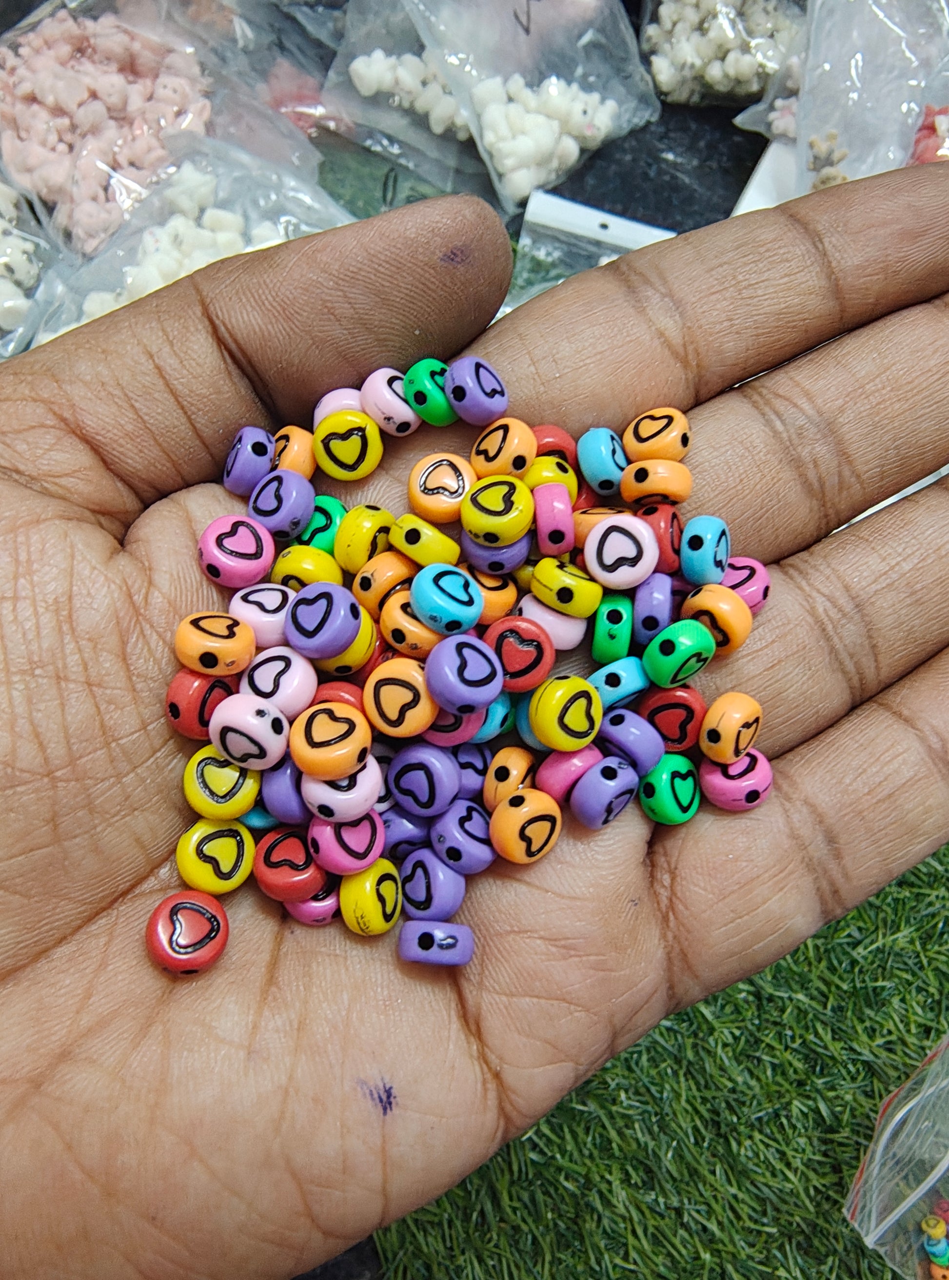 Multicolor heart beads