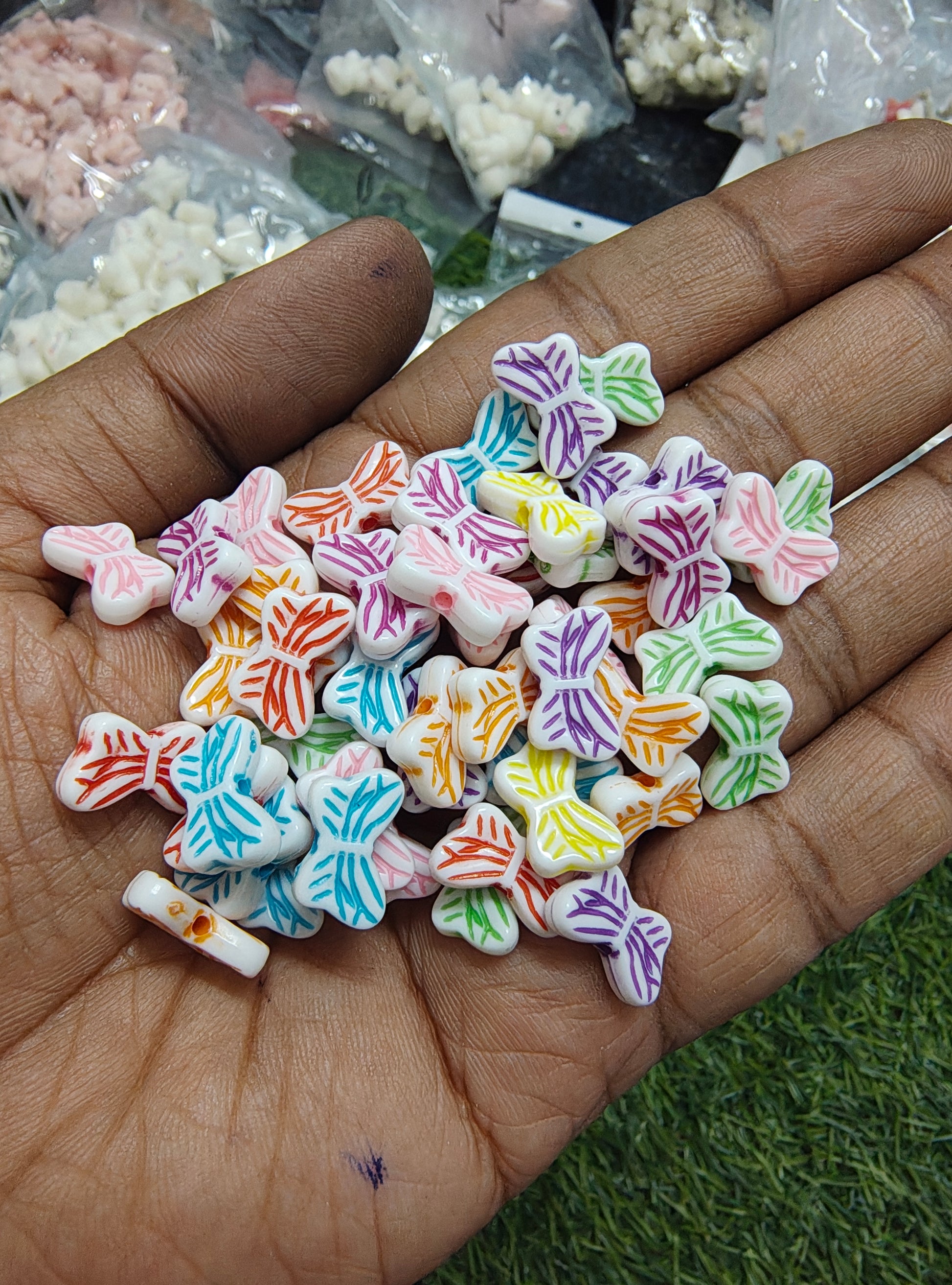 Acrylic half line butterfly beads
