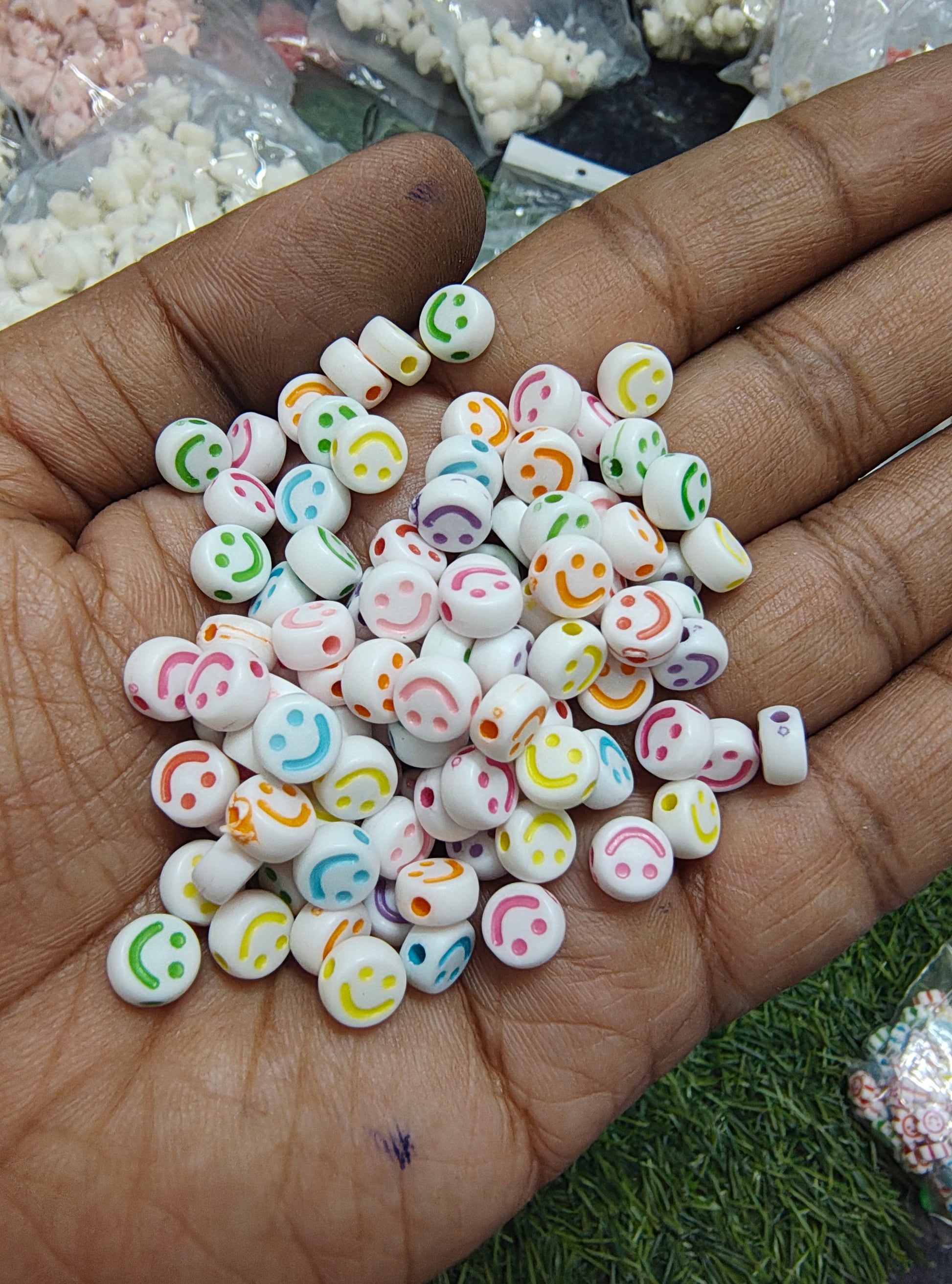 6mm acrylic smiley beads