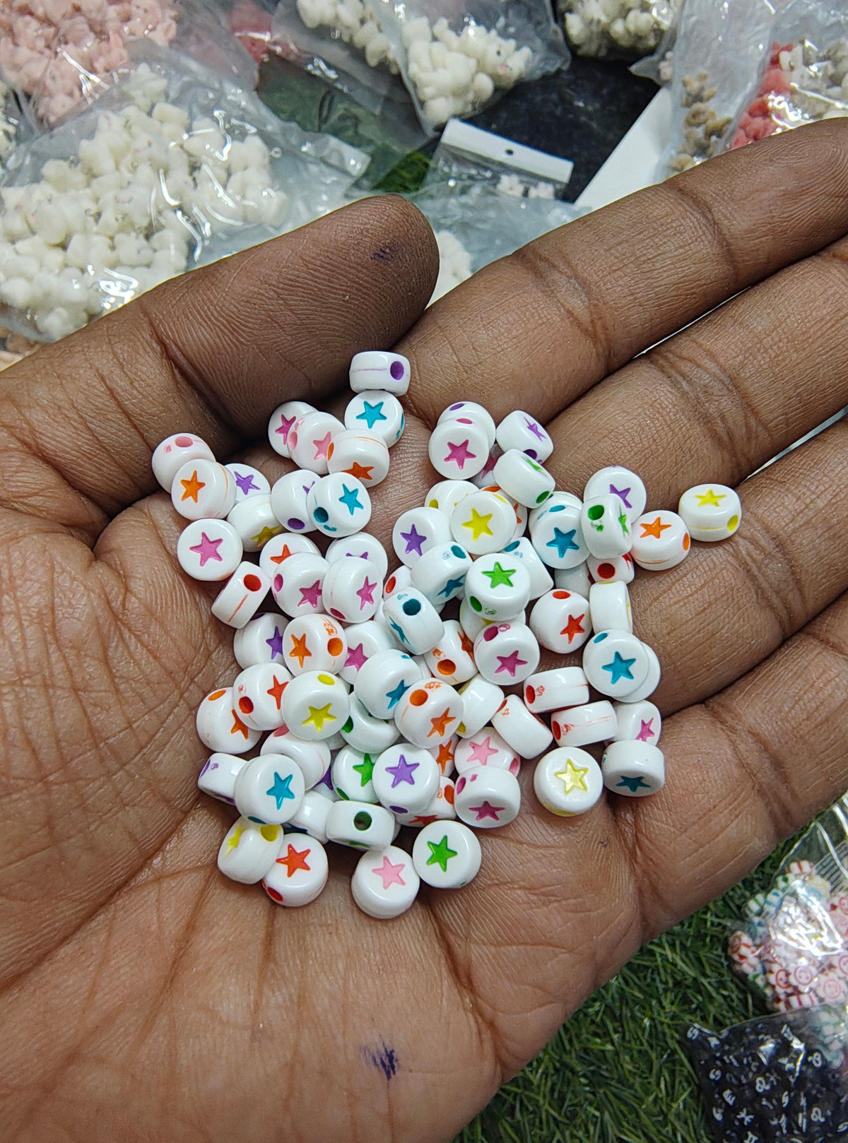Multicolor star round acrylic beads (AB2025)