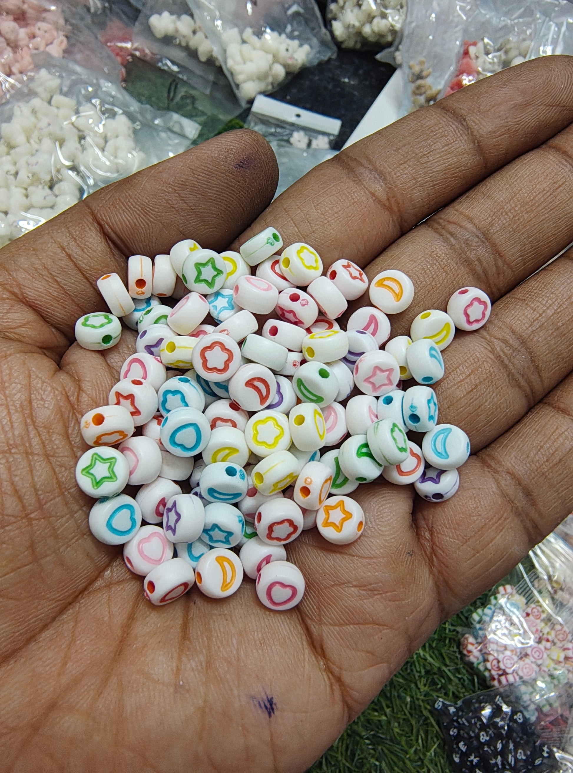 Mix star moon heart flower acrylic beads