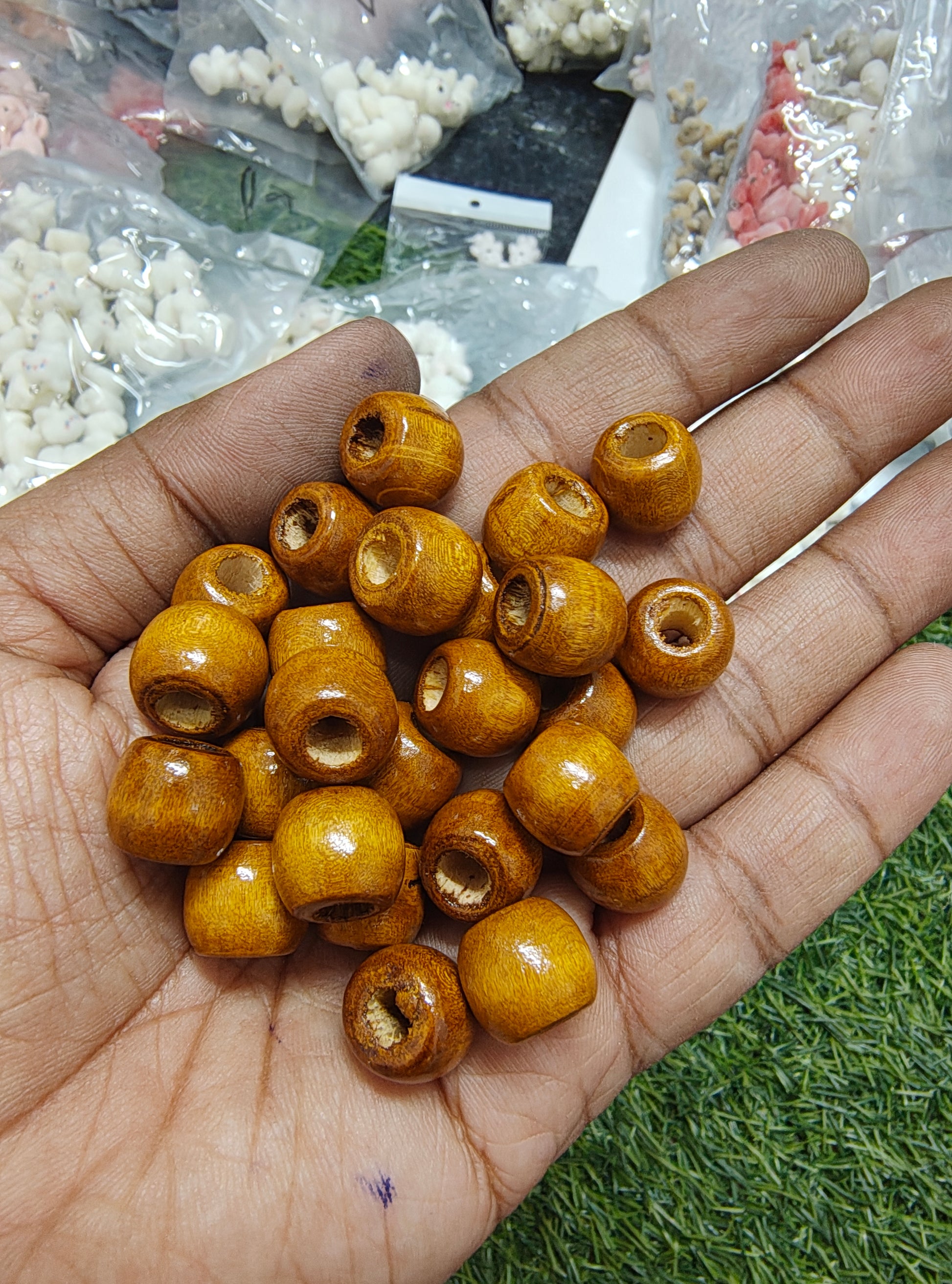 14mm brown wooden beads
