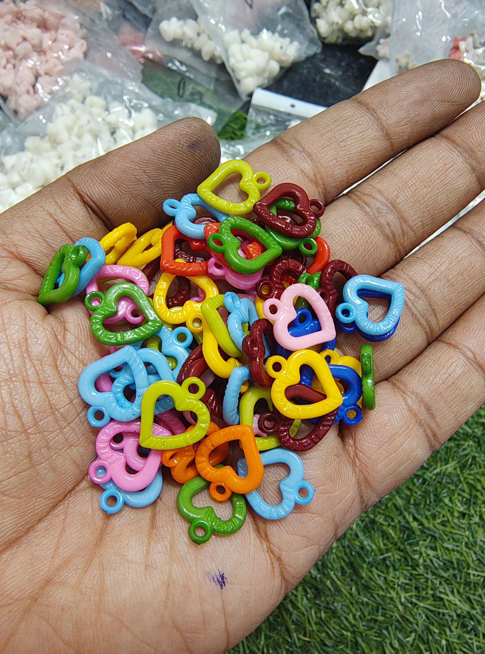 Multicolor heart shape acrylic charm