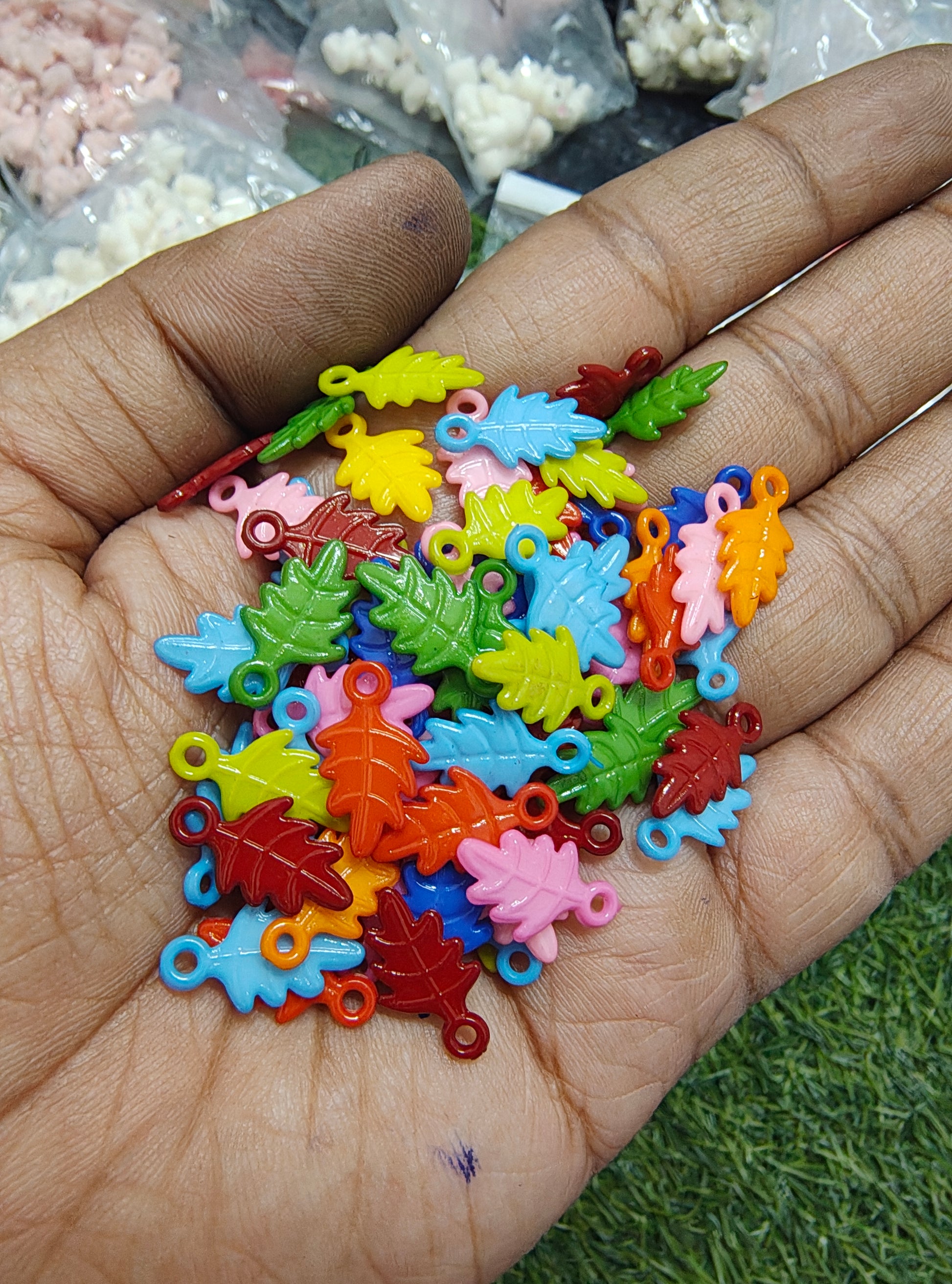Multicolor acrylic leaf charms