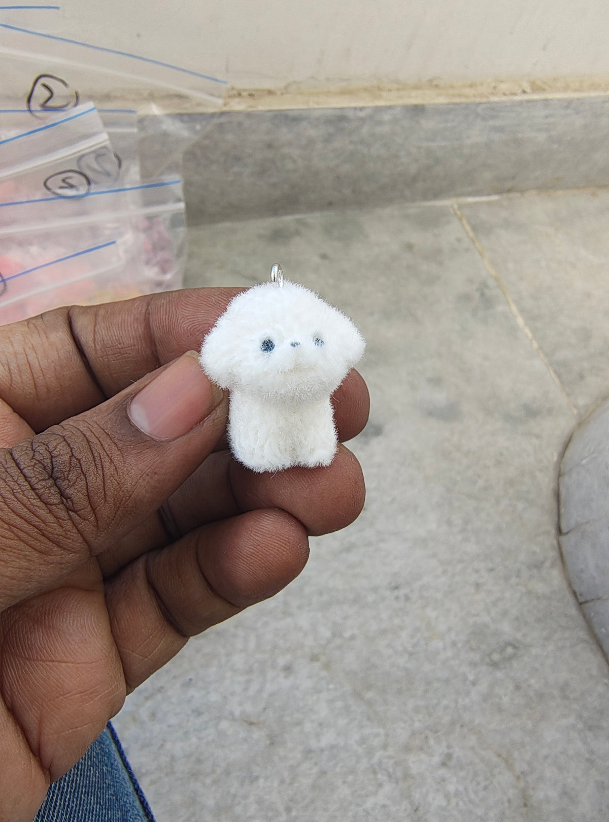 Big White dog fur charm ( 3DC1019 )