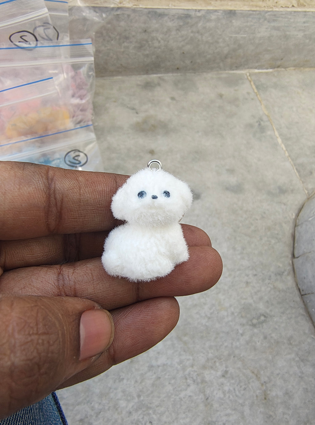 Big White dog fur charm