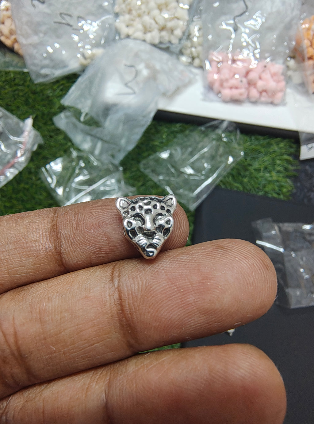 Tiger face metal charm