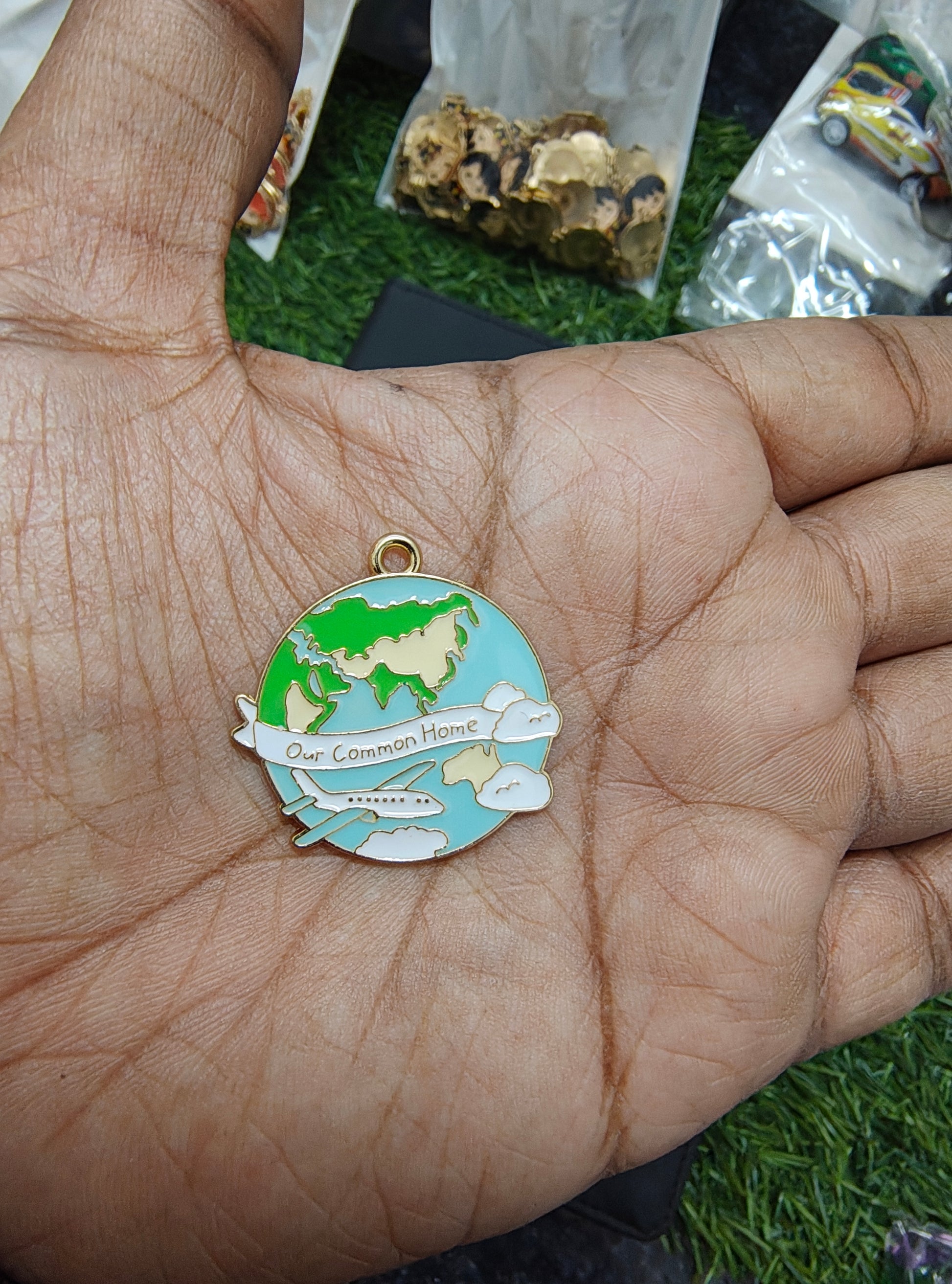 Earth enamal charm
