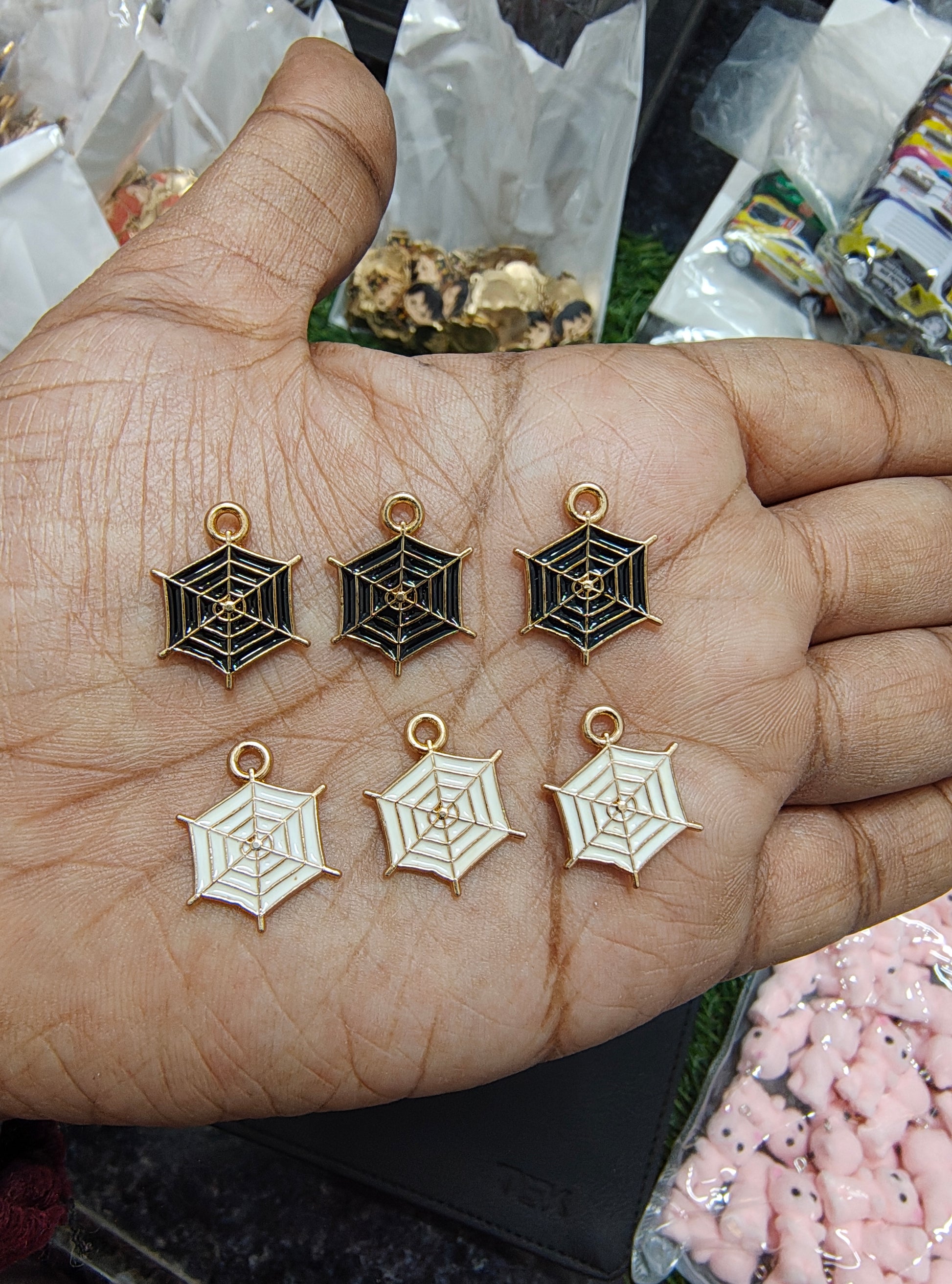 Spider web enamal charm