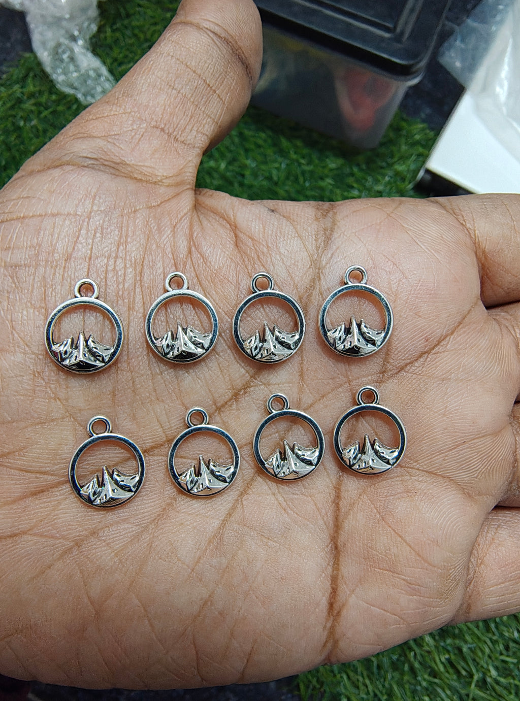 Small silver metal charm 6 design