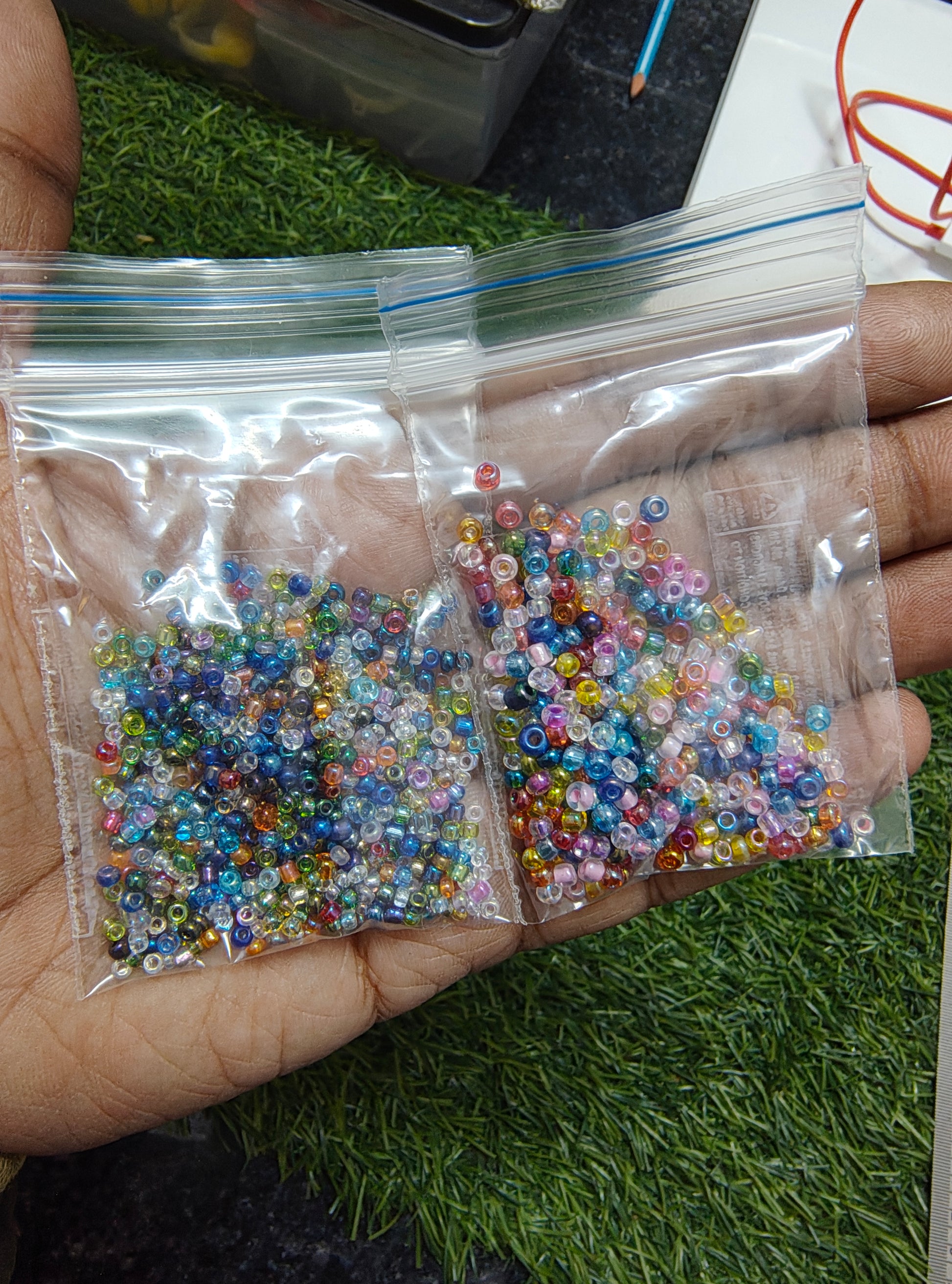 Mix colour transparent seed beads