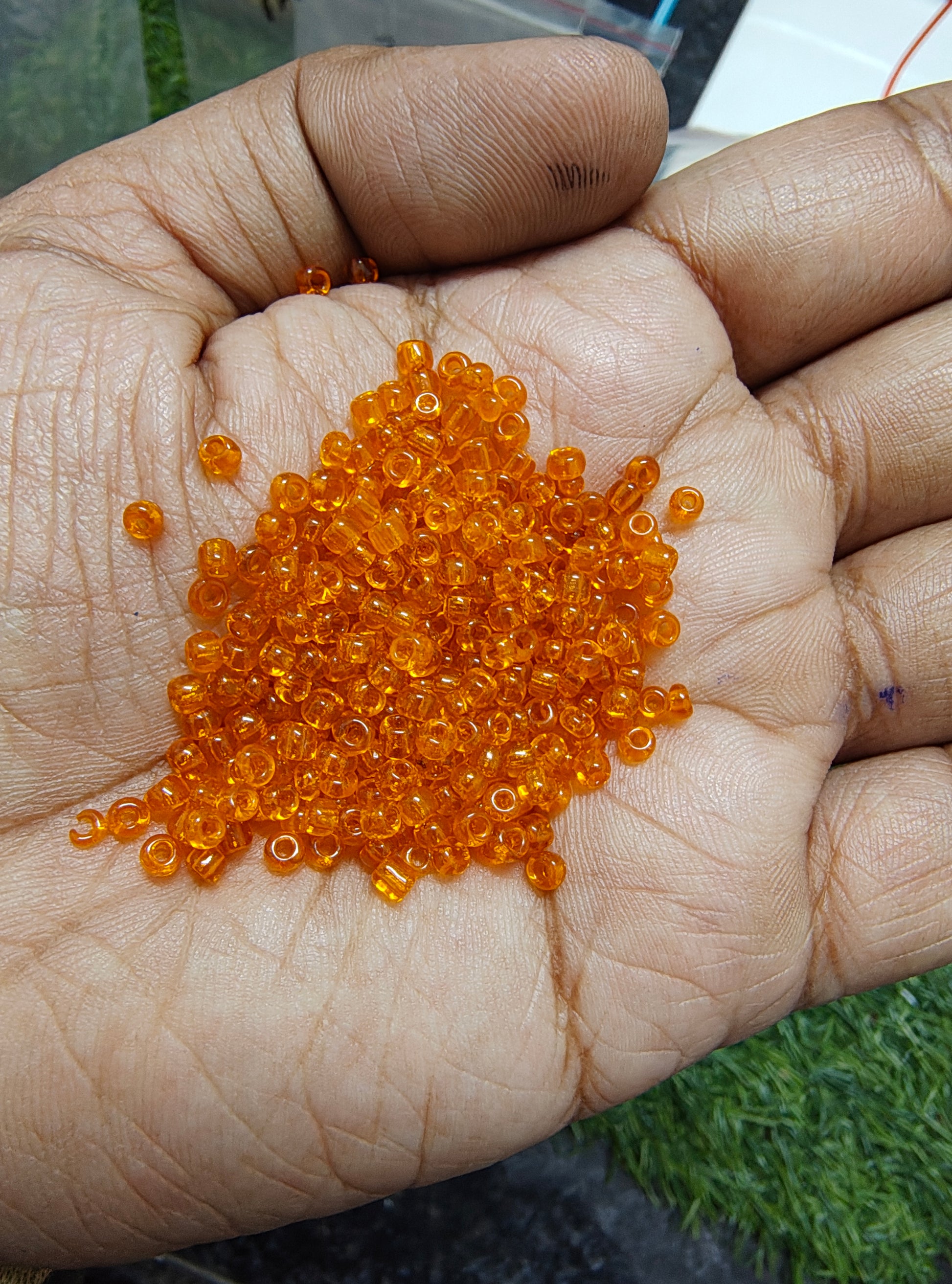 3mm orange transparent seed beads