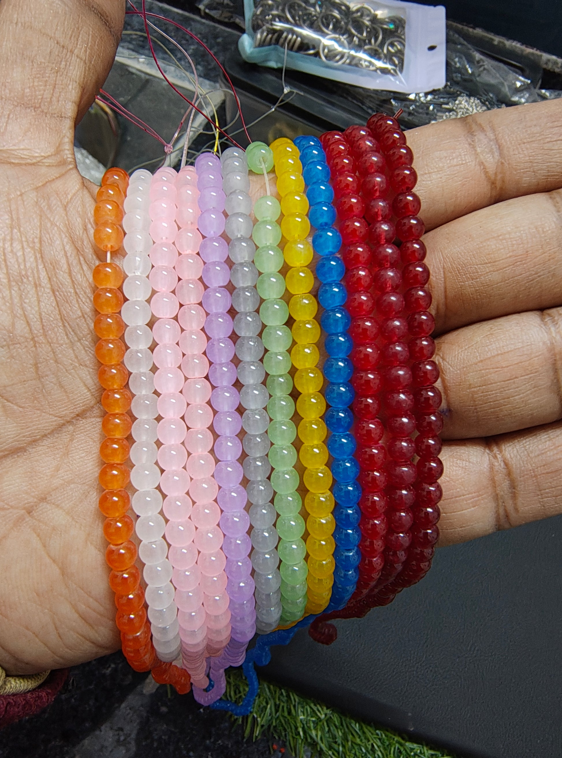 4mm glass jelly beads line
