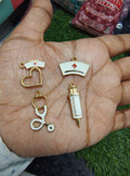 White enamel dr charm set ( EC1097 )