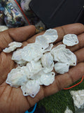 Acrylic white rainbow broad leaf beads (AB2068)