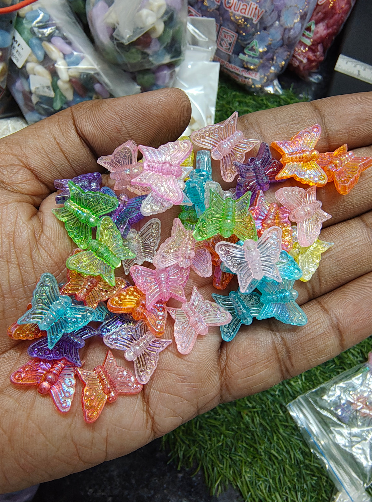 Mix colour transparent butterfly beads (AB2081)