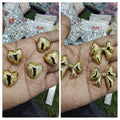 Uv acrylic golden heart/bow beads (AB2097)