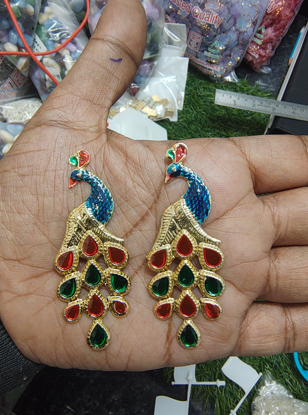 Light weight metal colour peacock charm ( MTC7029 )