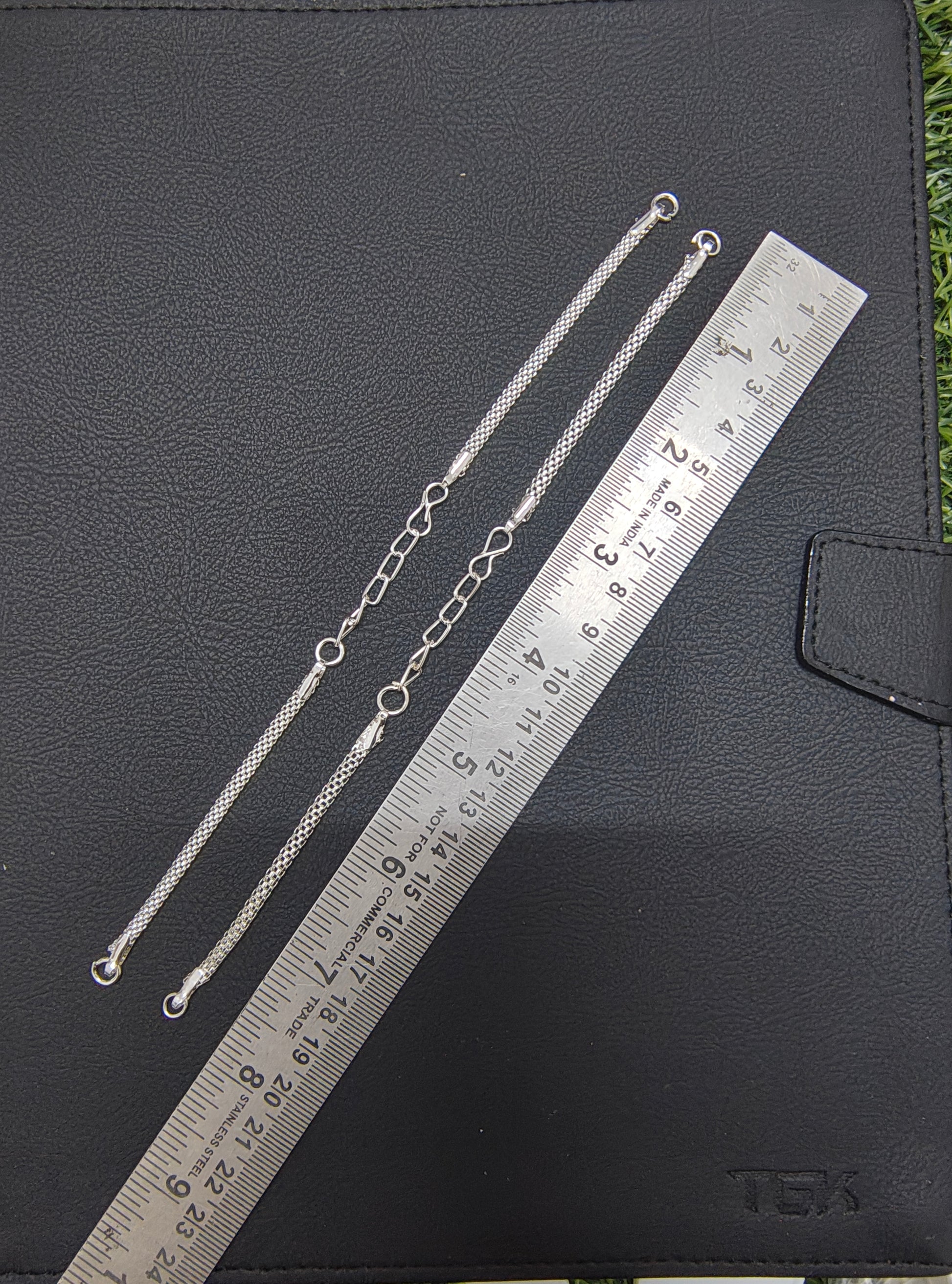 Long silver metal bracelet