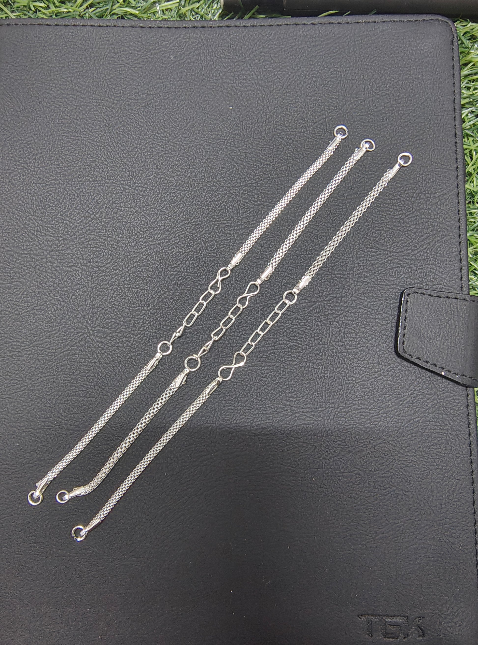 Long silver metal bracelet