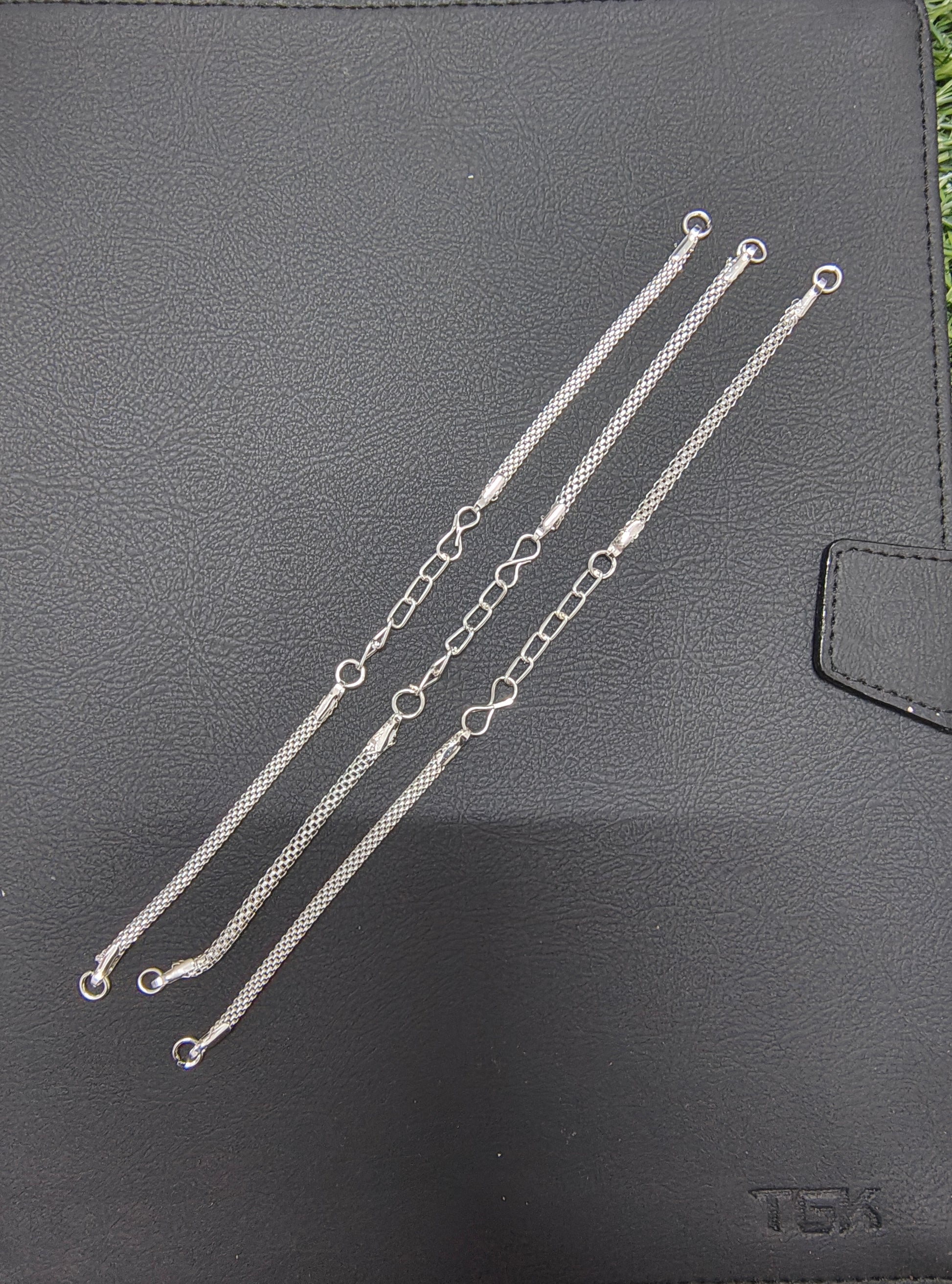 Long silver metal bracelet