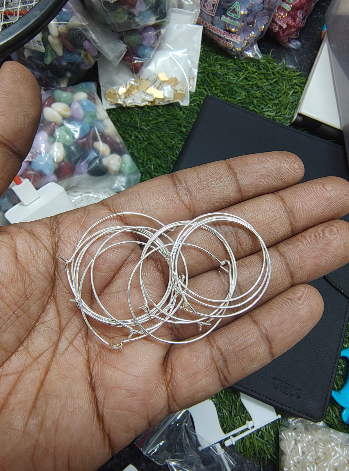 28mm wire hoop earrings silver (JF1049)