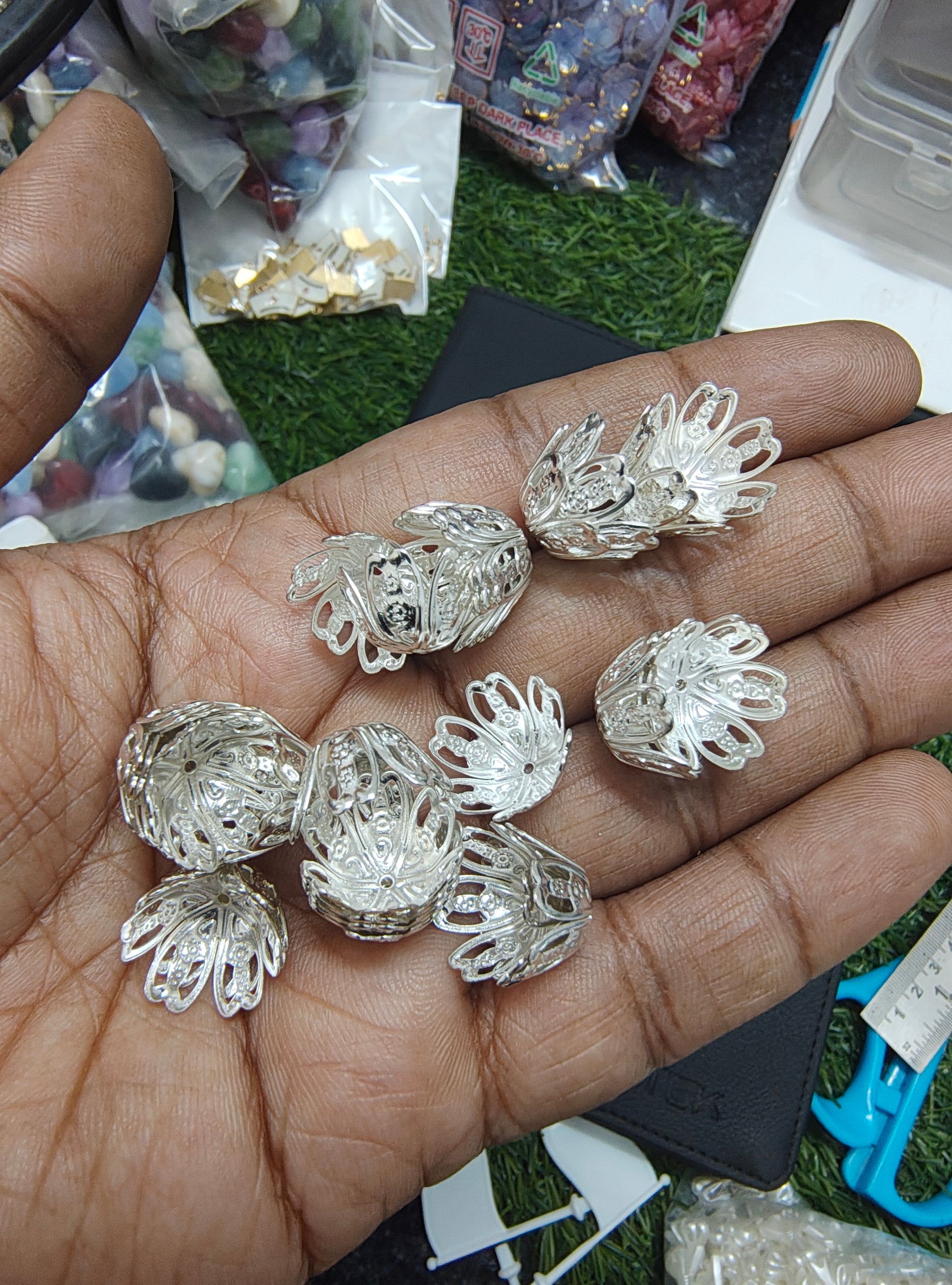 8mm silver metal beads cap