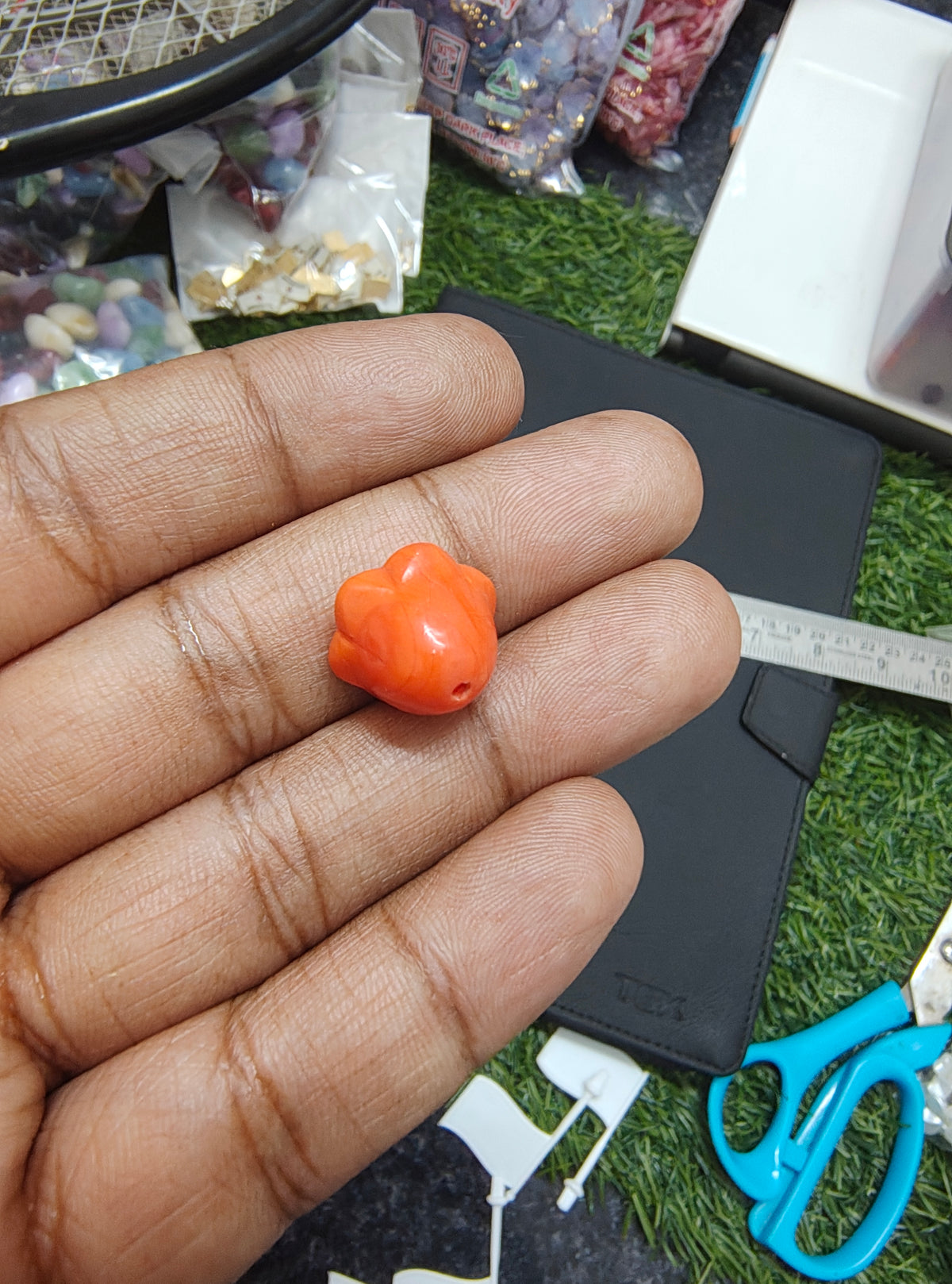 Orange glass big  tulip beads ( GB4026 )