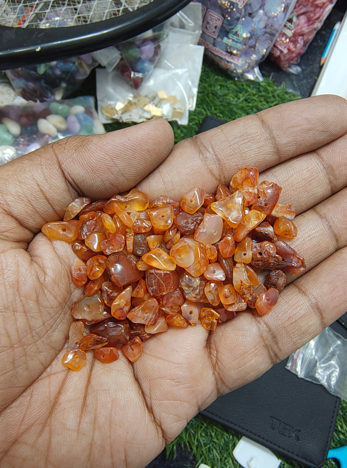 Stone chip beads