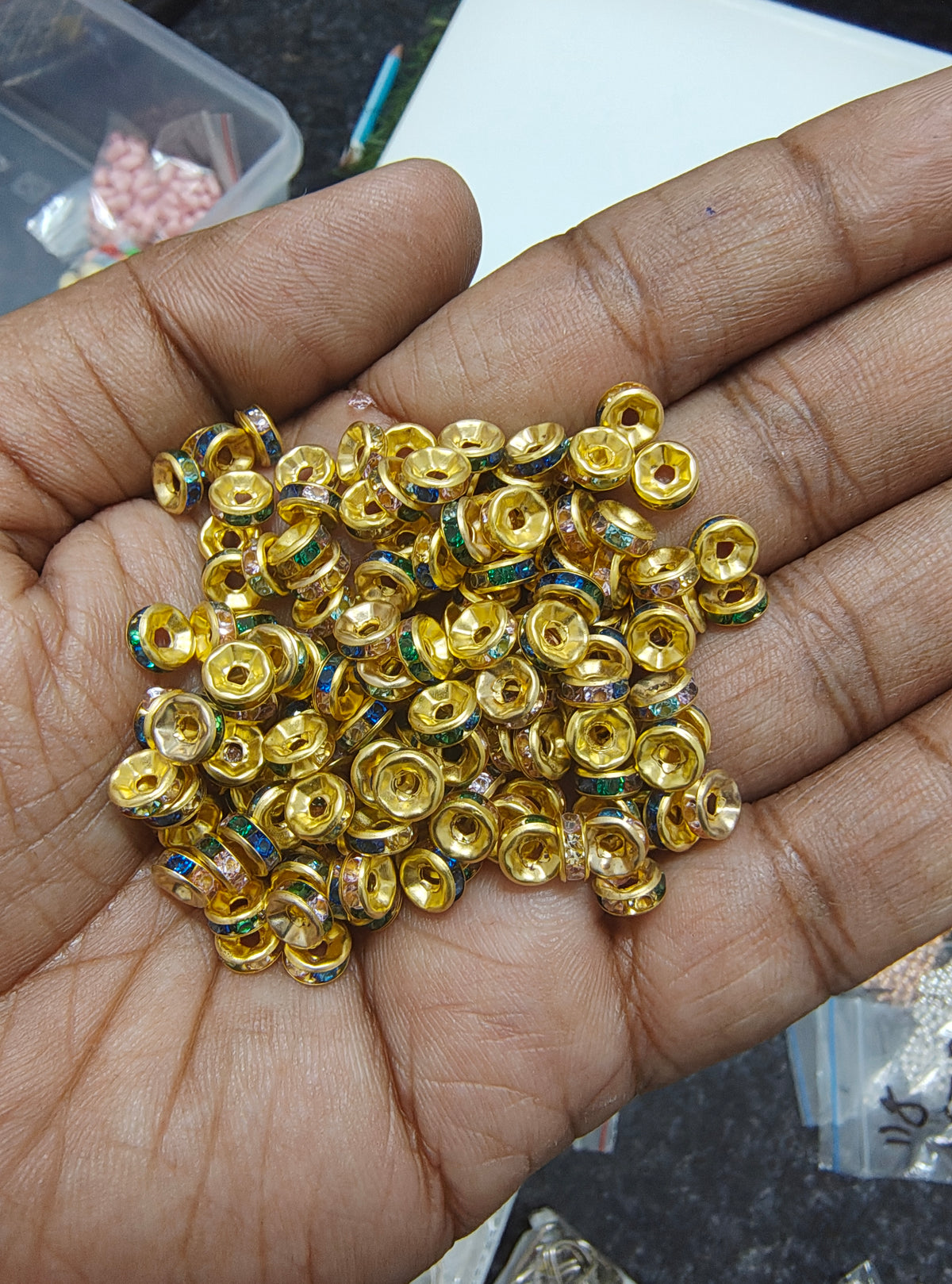 Multicolour stone beads spacer (JF1052)