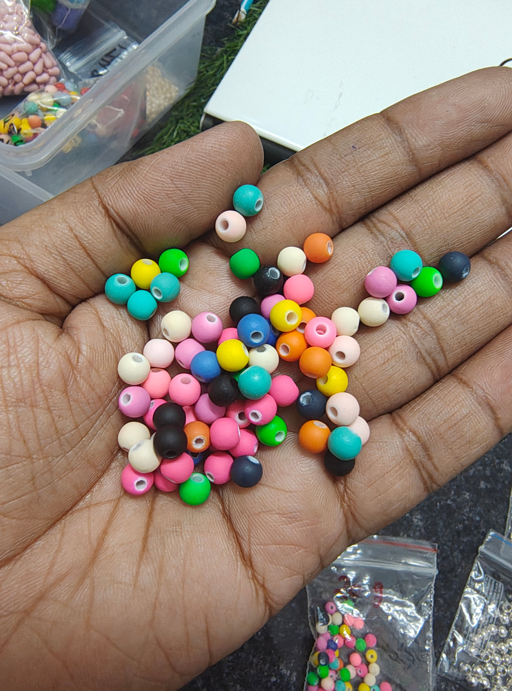 Wooden shade mix colour acrylic beads (AB2101)