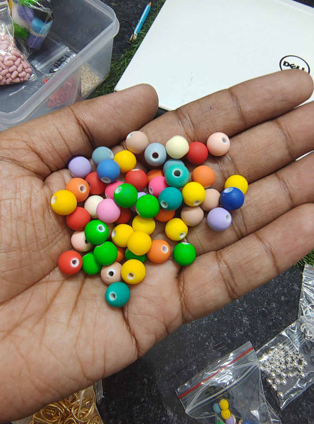 Wooden shade mix colour acrylic beads (AB2101)
