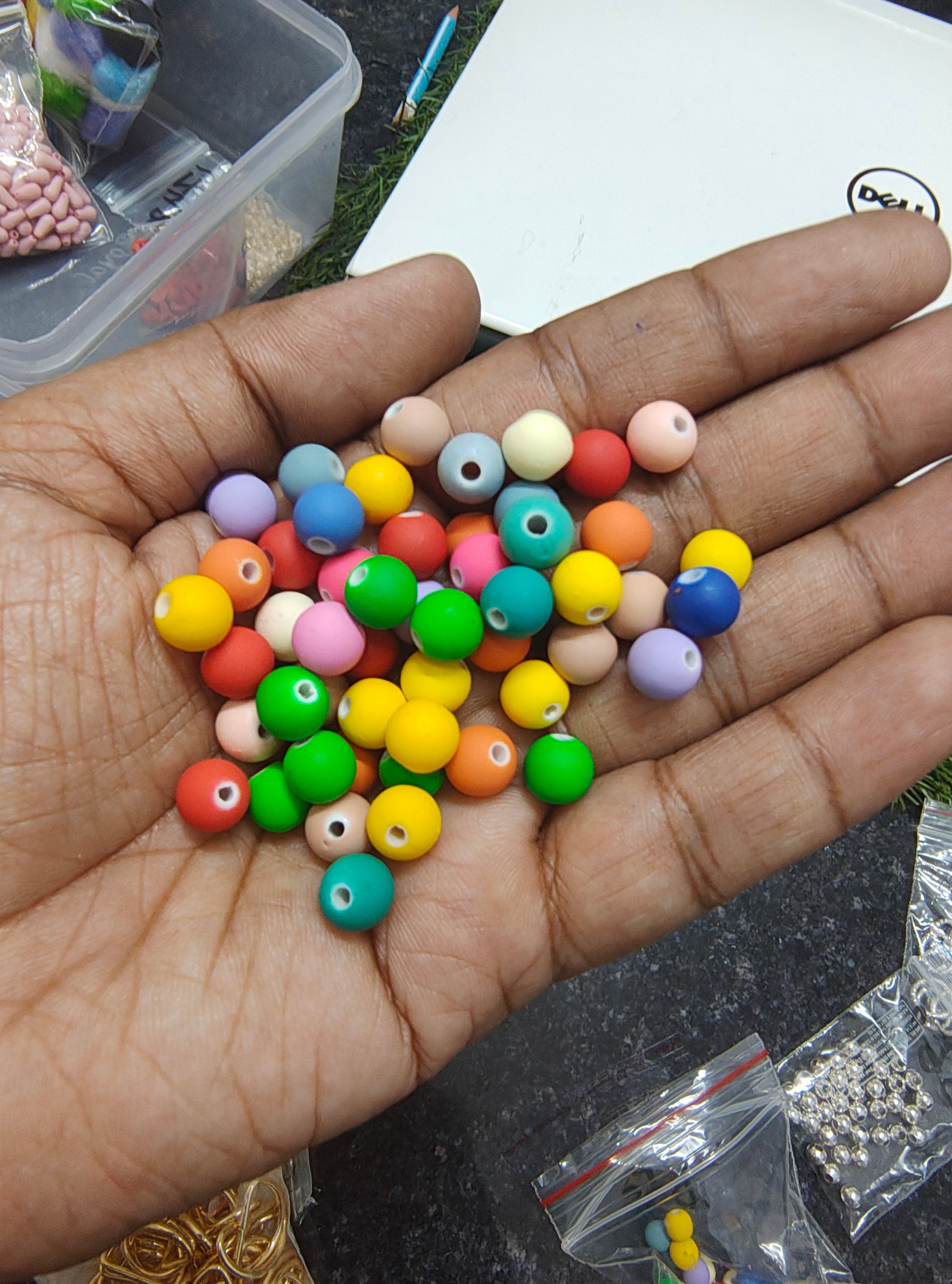 Wooden shade mix colour acrylic beads (AB2101)