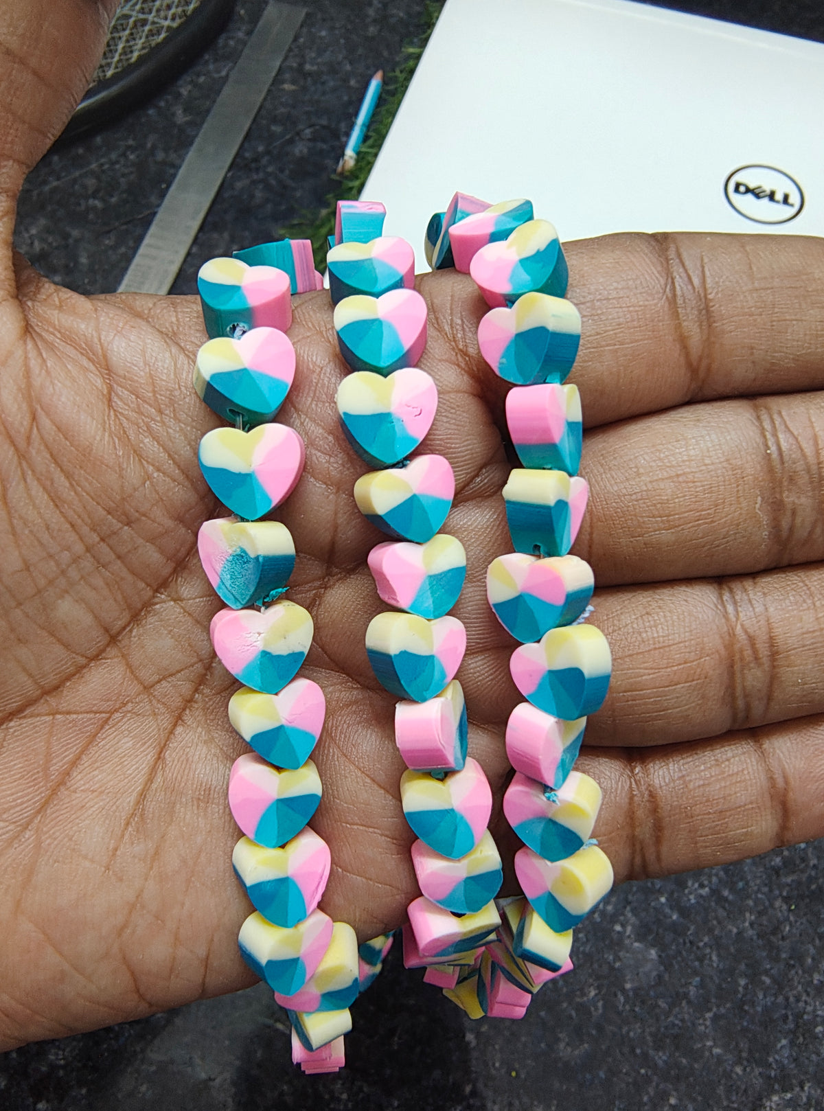 Dual colour heart shape femo beads ( FIMO-001 )