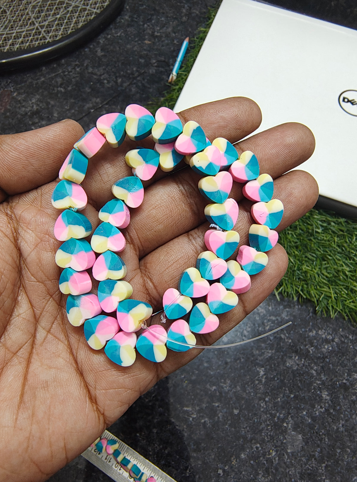 Dual colour heart shape femo beads ( FIMO-001 )