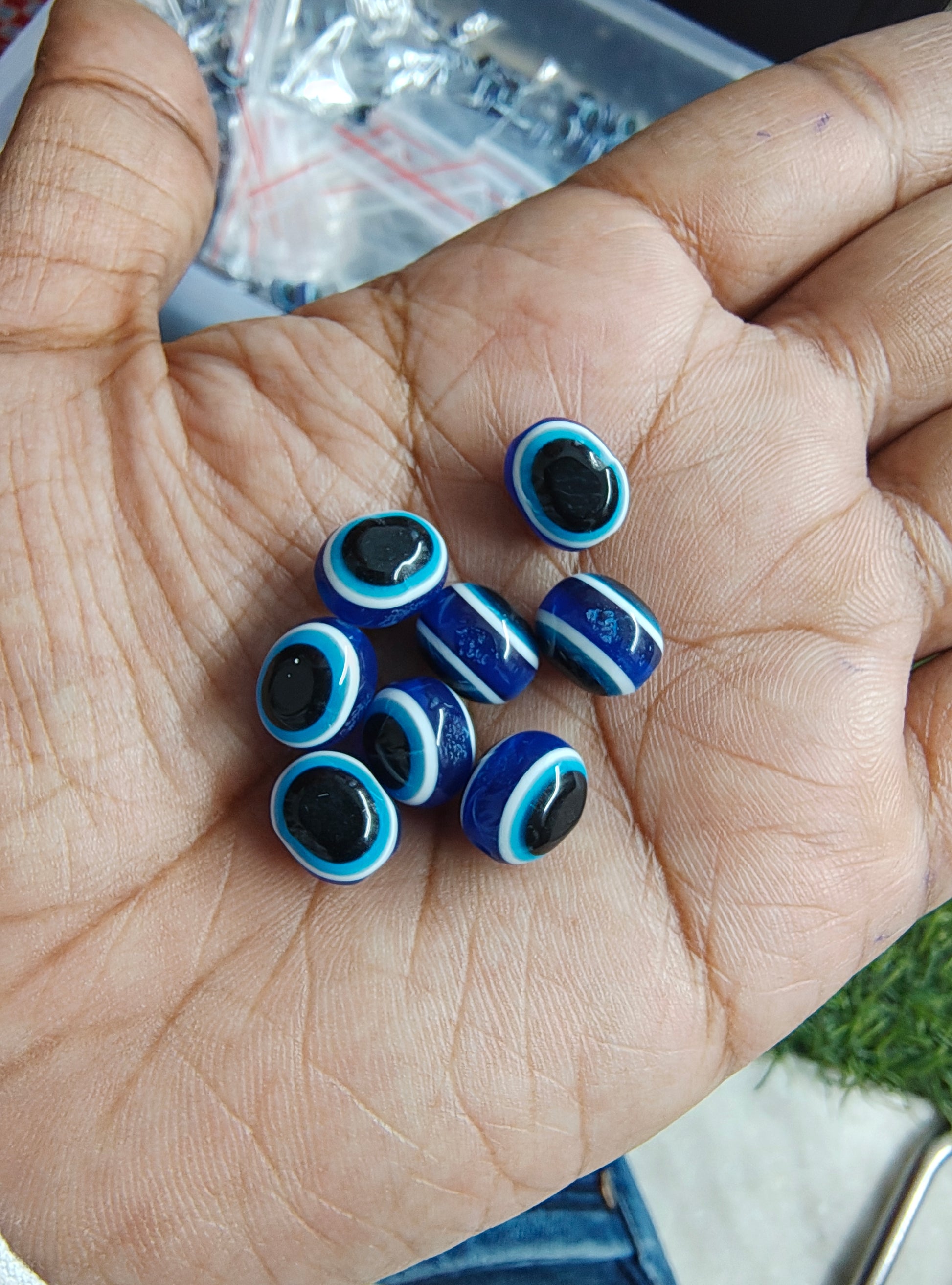 Oval shape evil eye beads (AB2116)