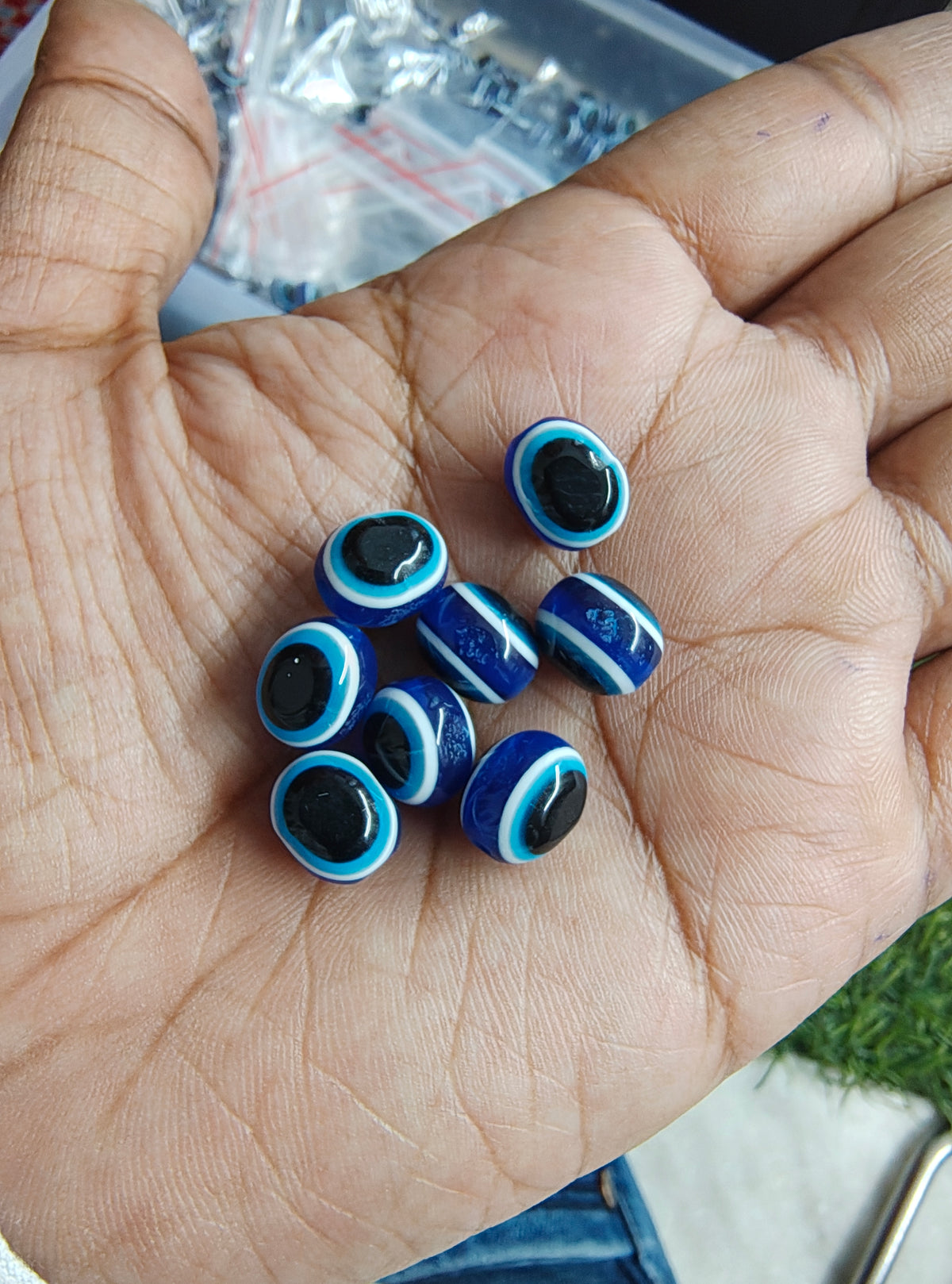 Oval shape evil eye beads (AB2116)