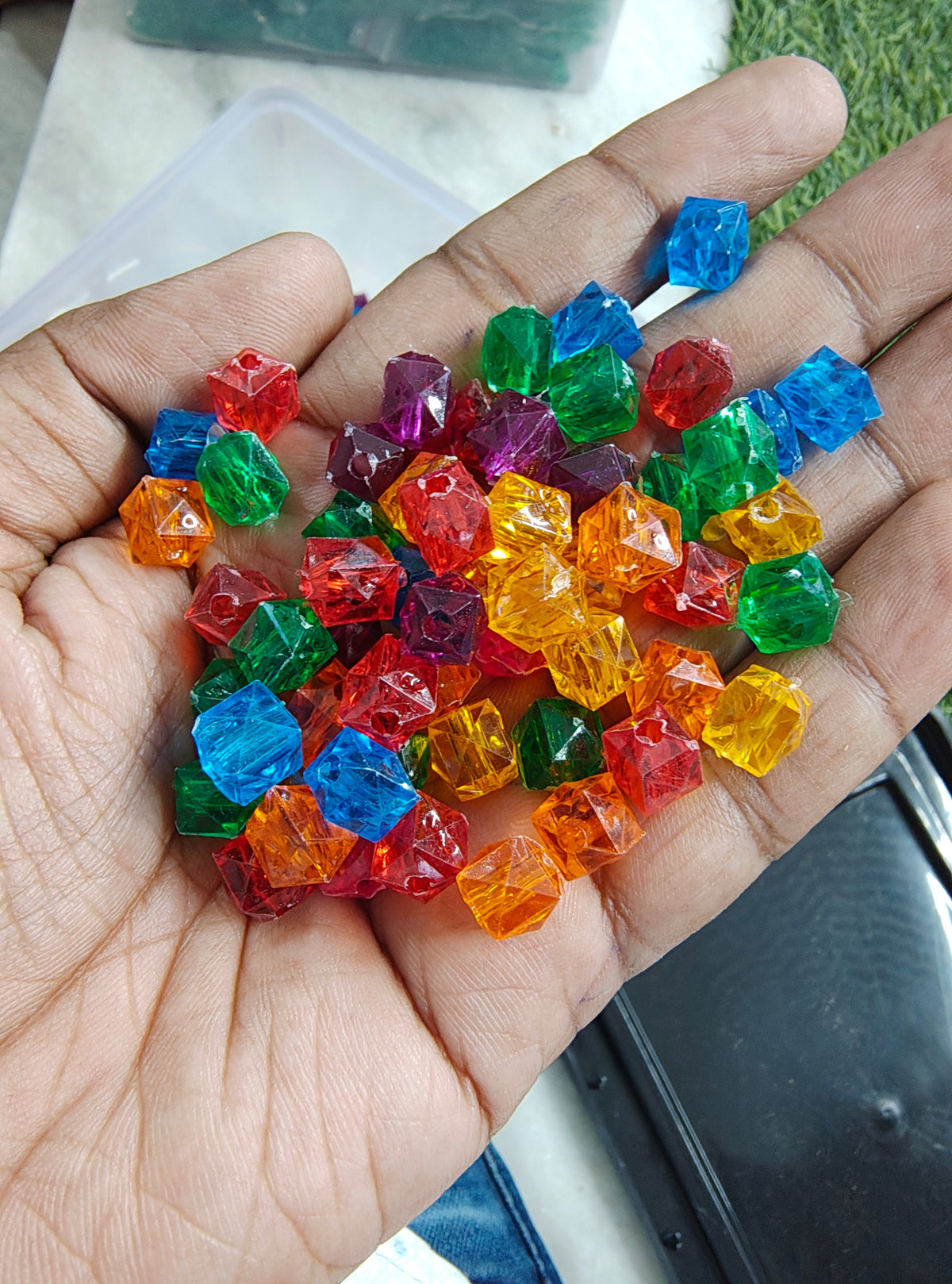 Acrylic square crystal beads (AB2109)