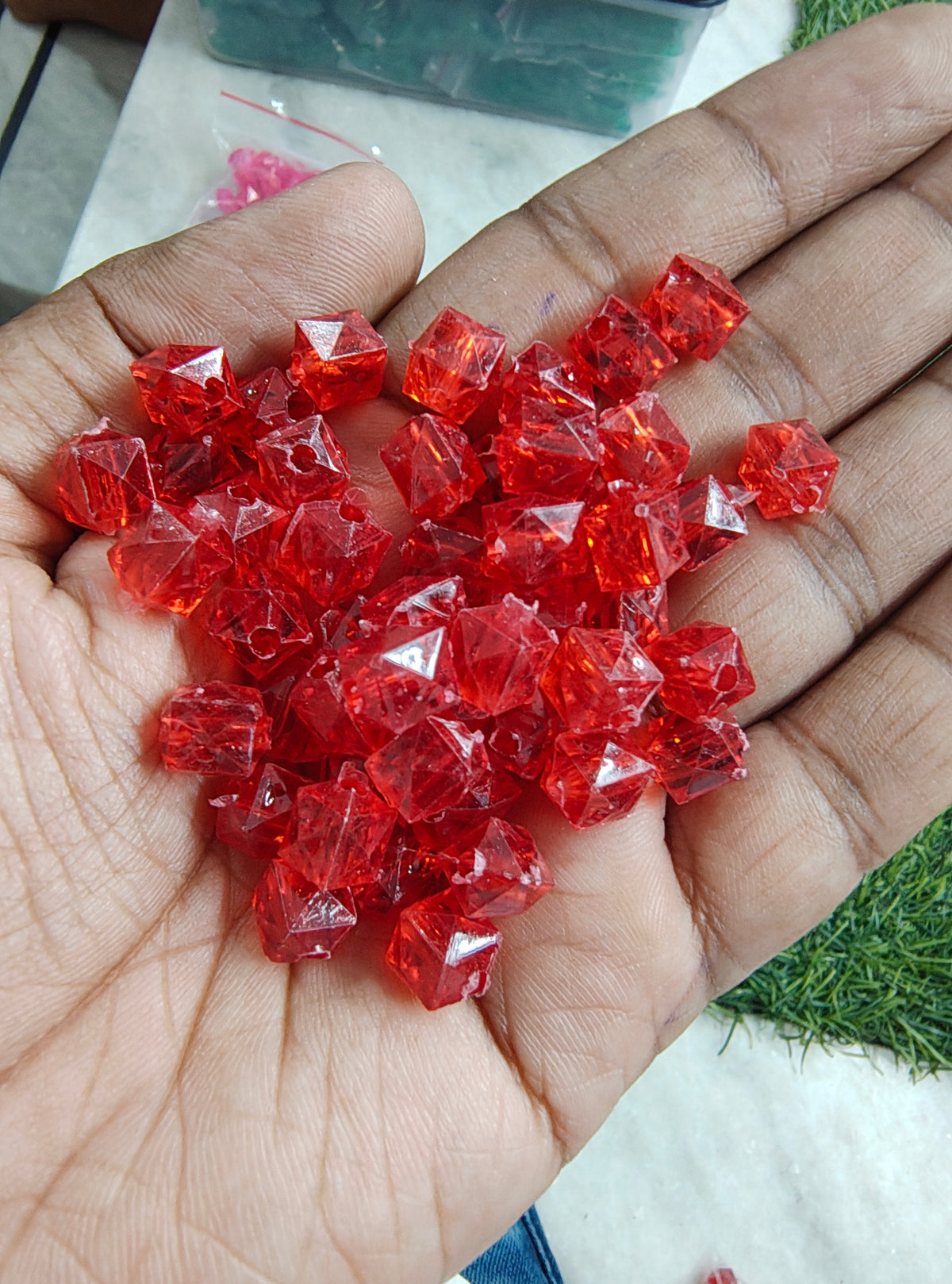 Acrylic square crystal beads (AB2108)