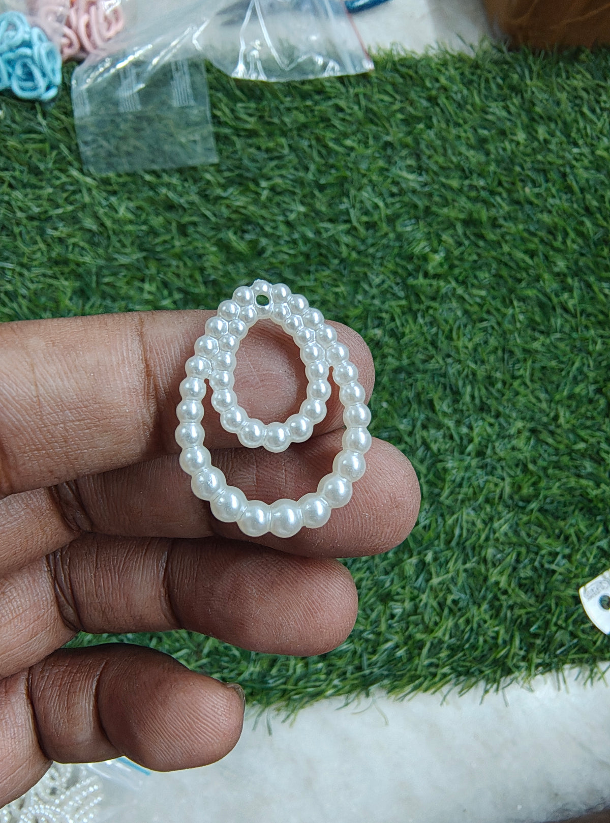 Drop shape acrylic pearl double ring ( APB3023)