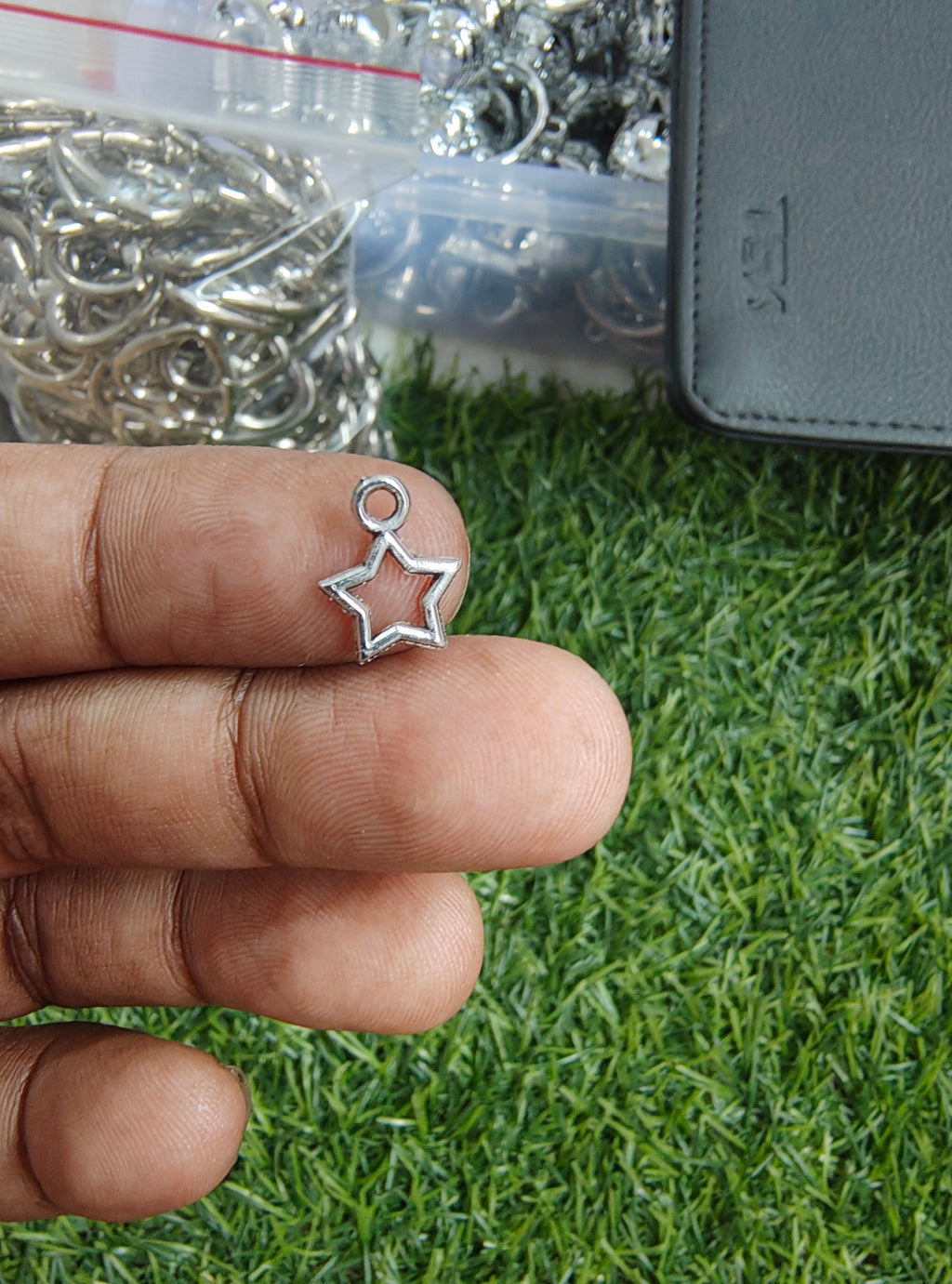 Silver star metal charm